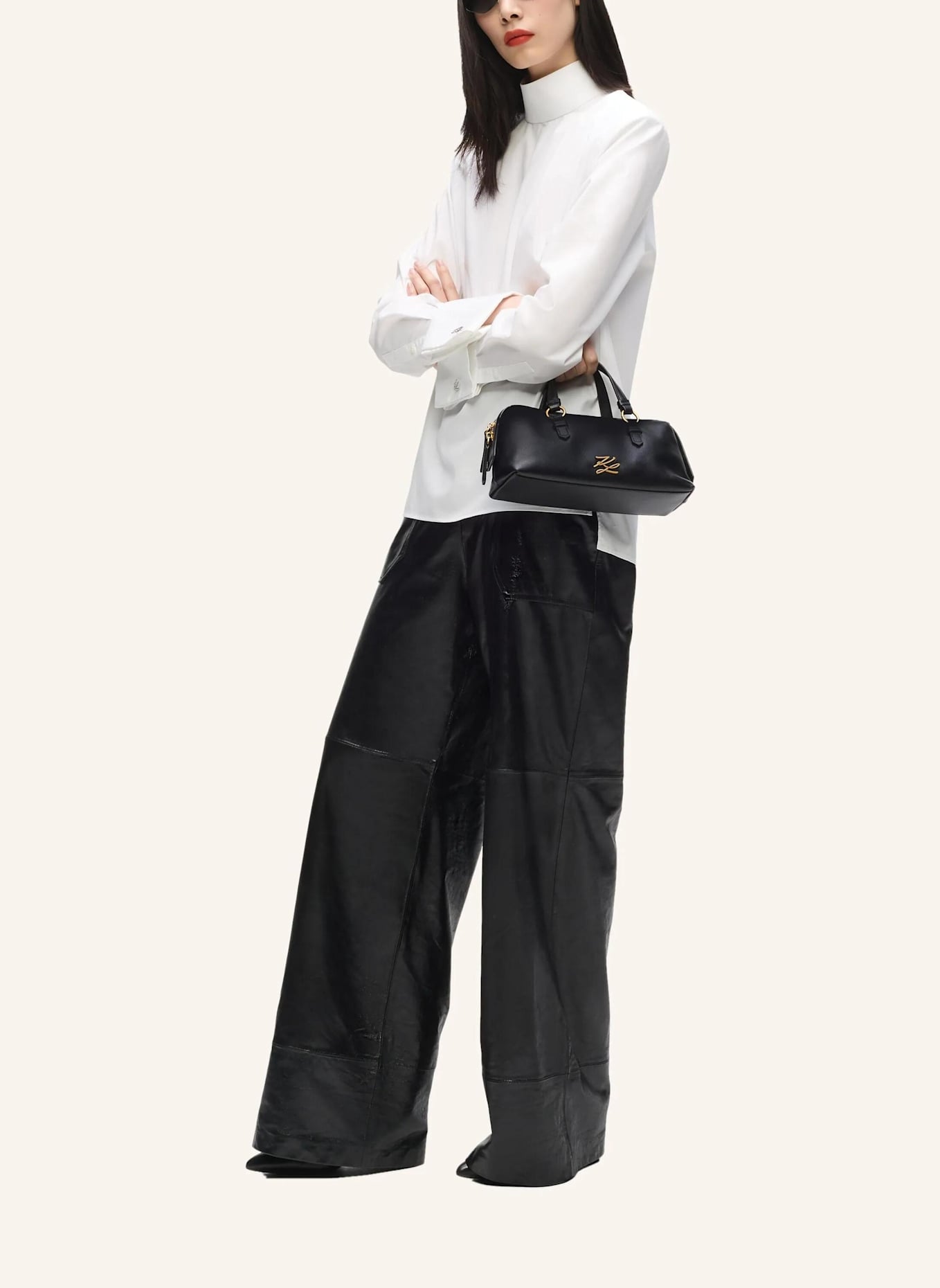 KARL LAGERFELD Bowlingtasche: SCHWARZ/ GOLD