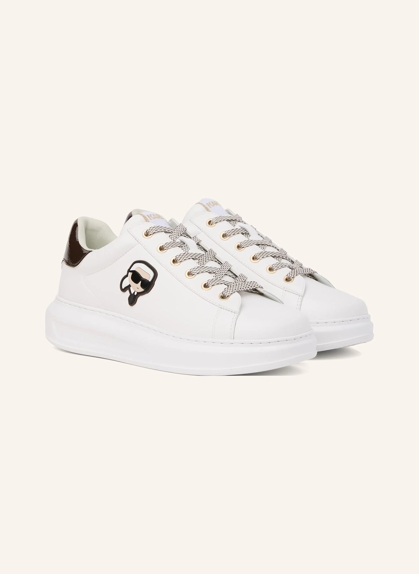 KARL LAGERFELD Sneaker: WEISS/ BRAUN
