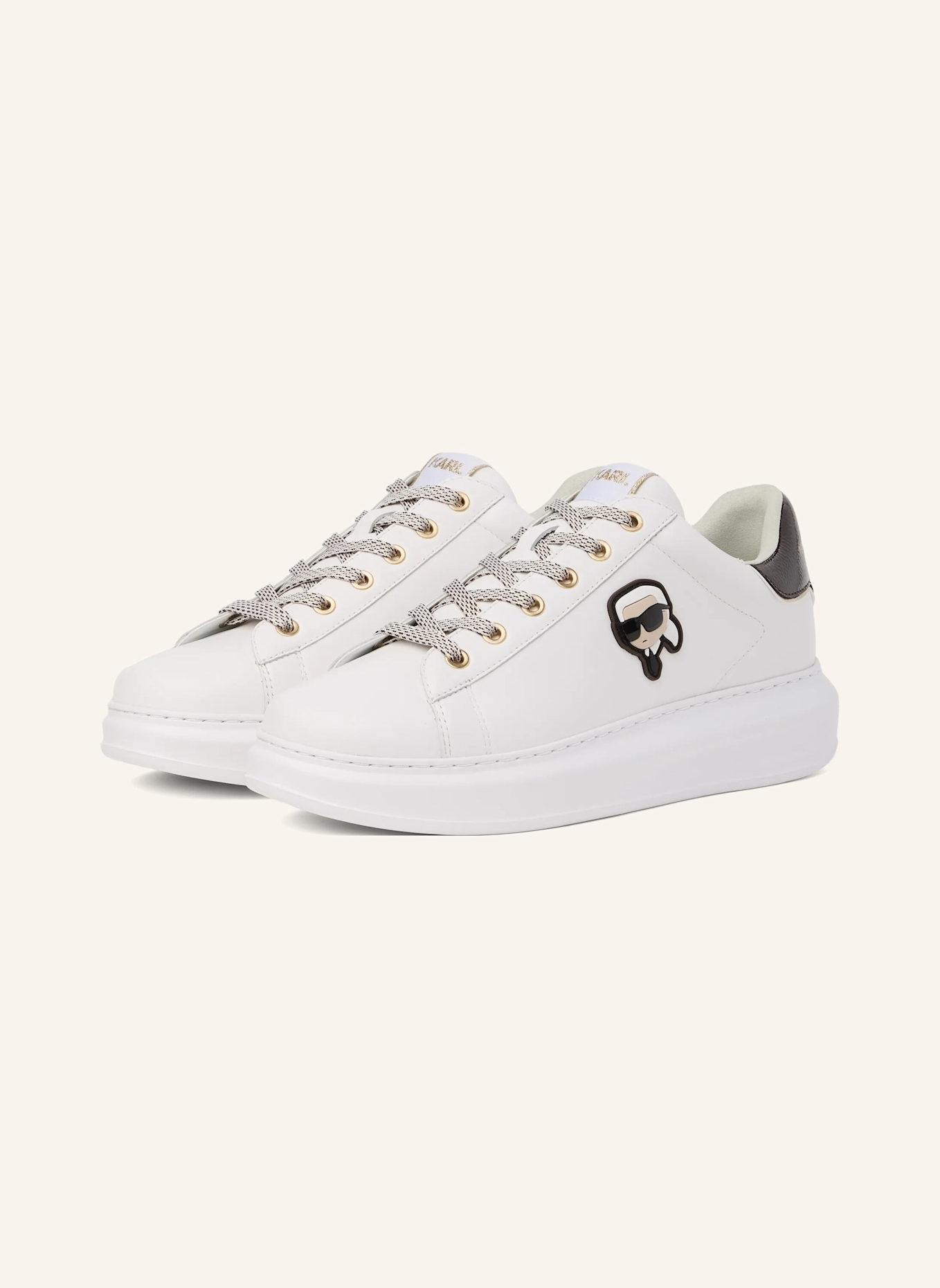 KARL LAGERFELD Sneaker: WEISS/ BRAUN