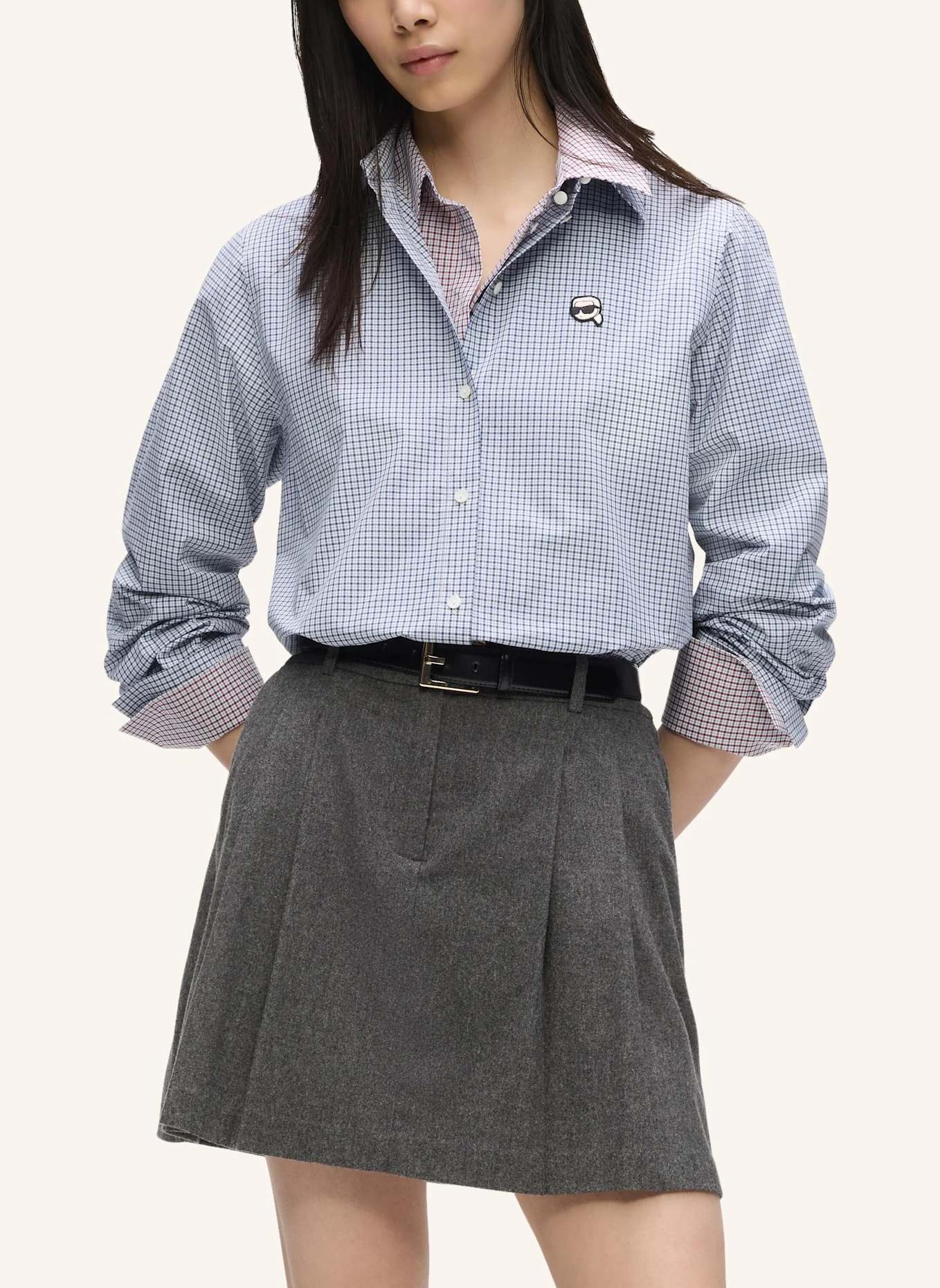 KARL LAGERFELD Bluse: WEISS/ BLAU