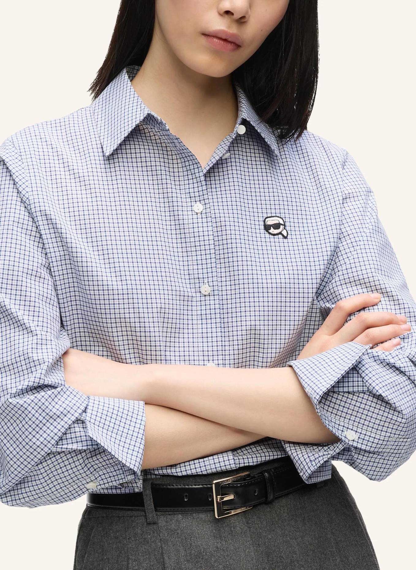 KARL LAGERFELD Bluse: WEISS/ BLAU