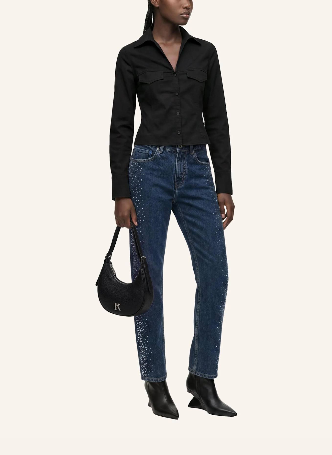 KARL LAGERFELD JEANS Bluse: SCHWARZ