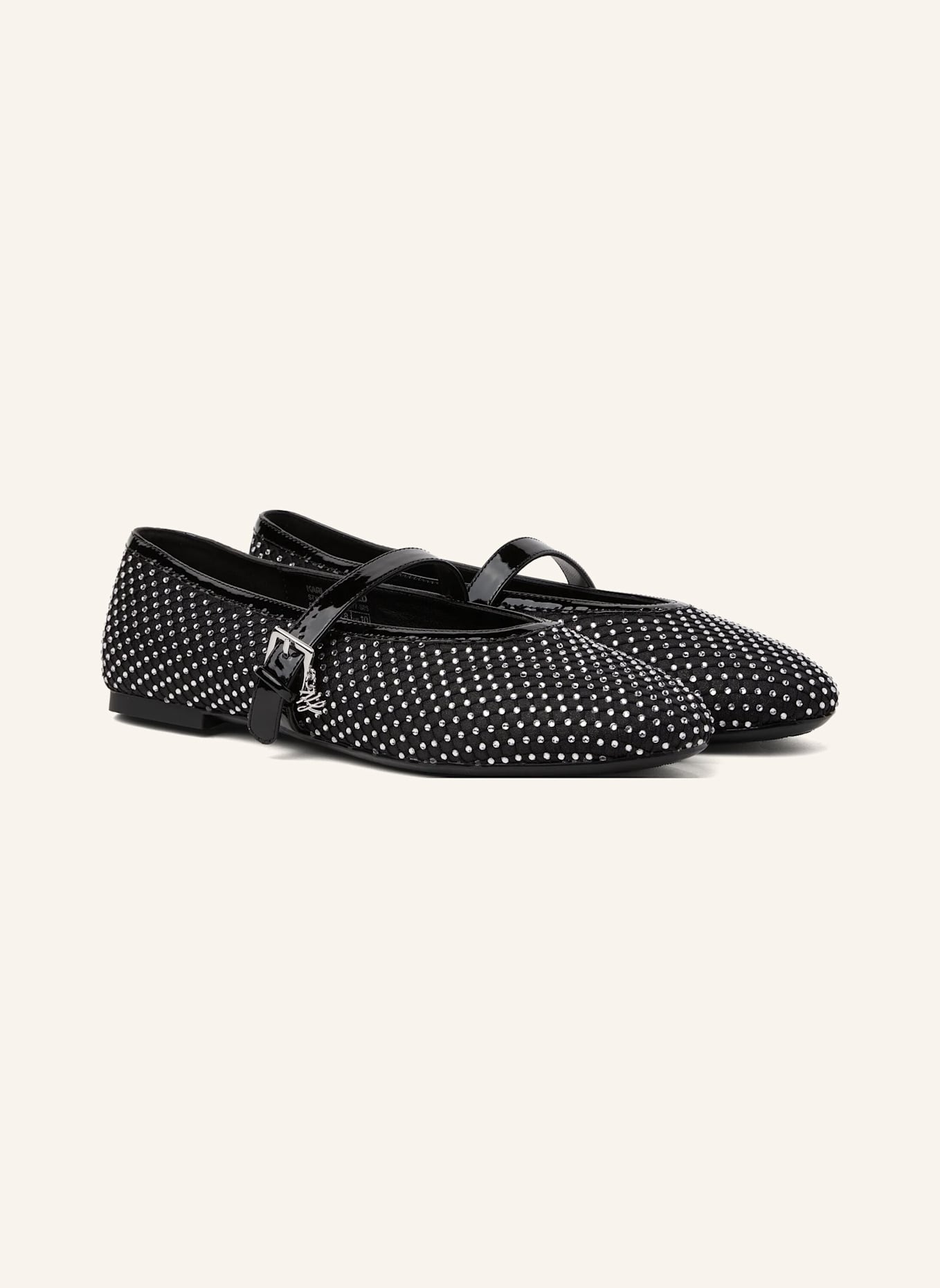 KARL LAGERFELD Flache Schuhe: SCHWARZ/ SILBER