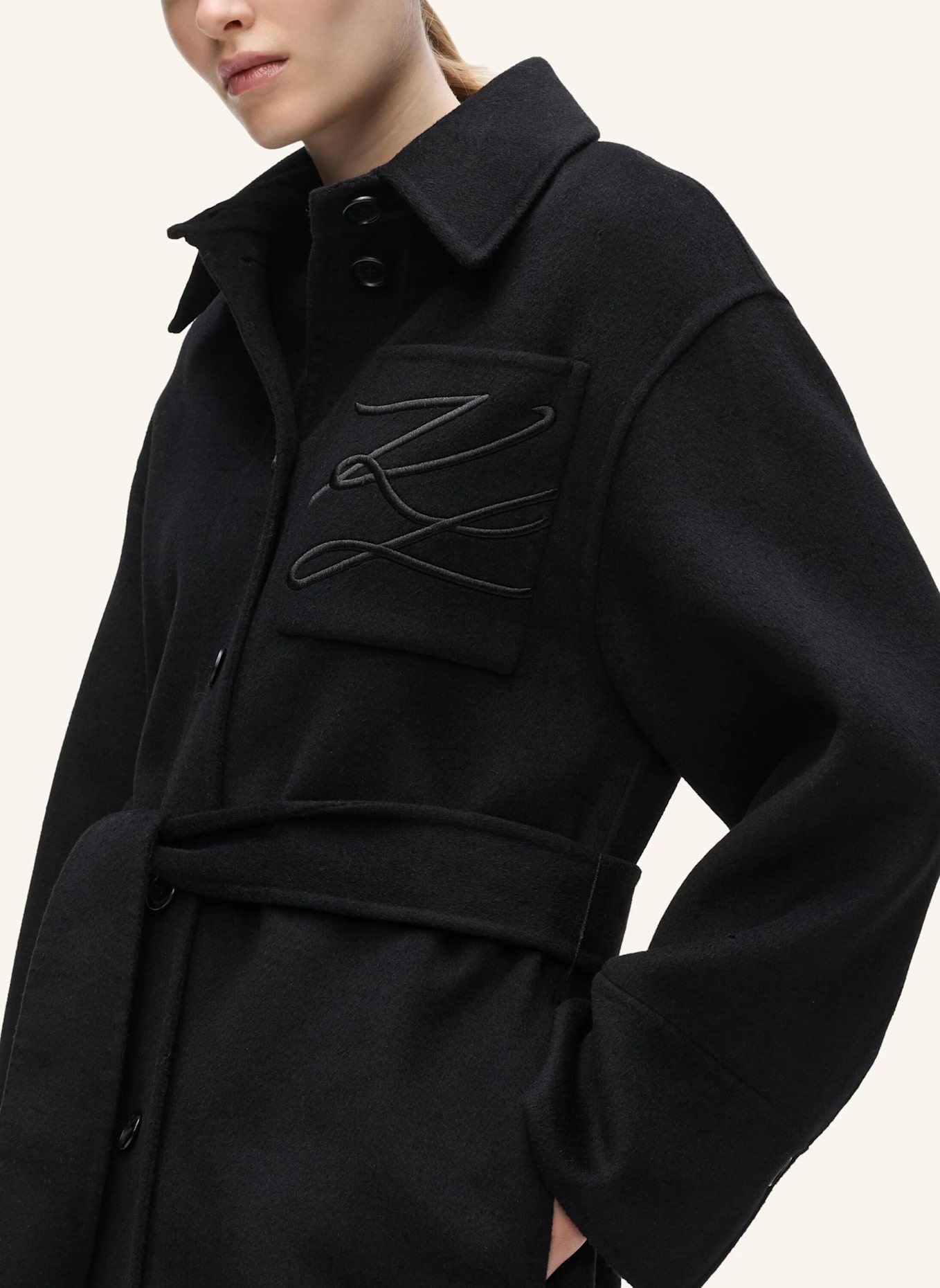 KARL LAGERFELD Mantel: SCHWARZ