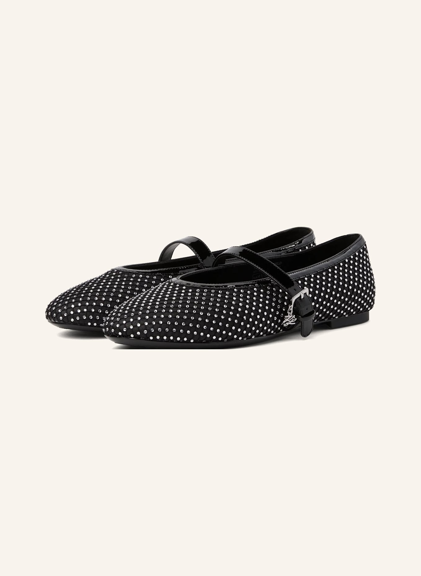 KARL LAGERFELD Flache Schuhe: SCHWARZ/ SILBER