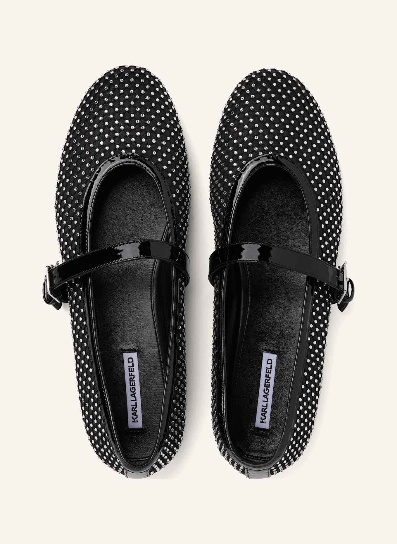 KARL LAGERFELD Flache Schuhe: SCHWARZ/ SILBER