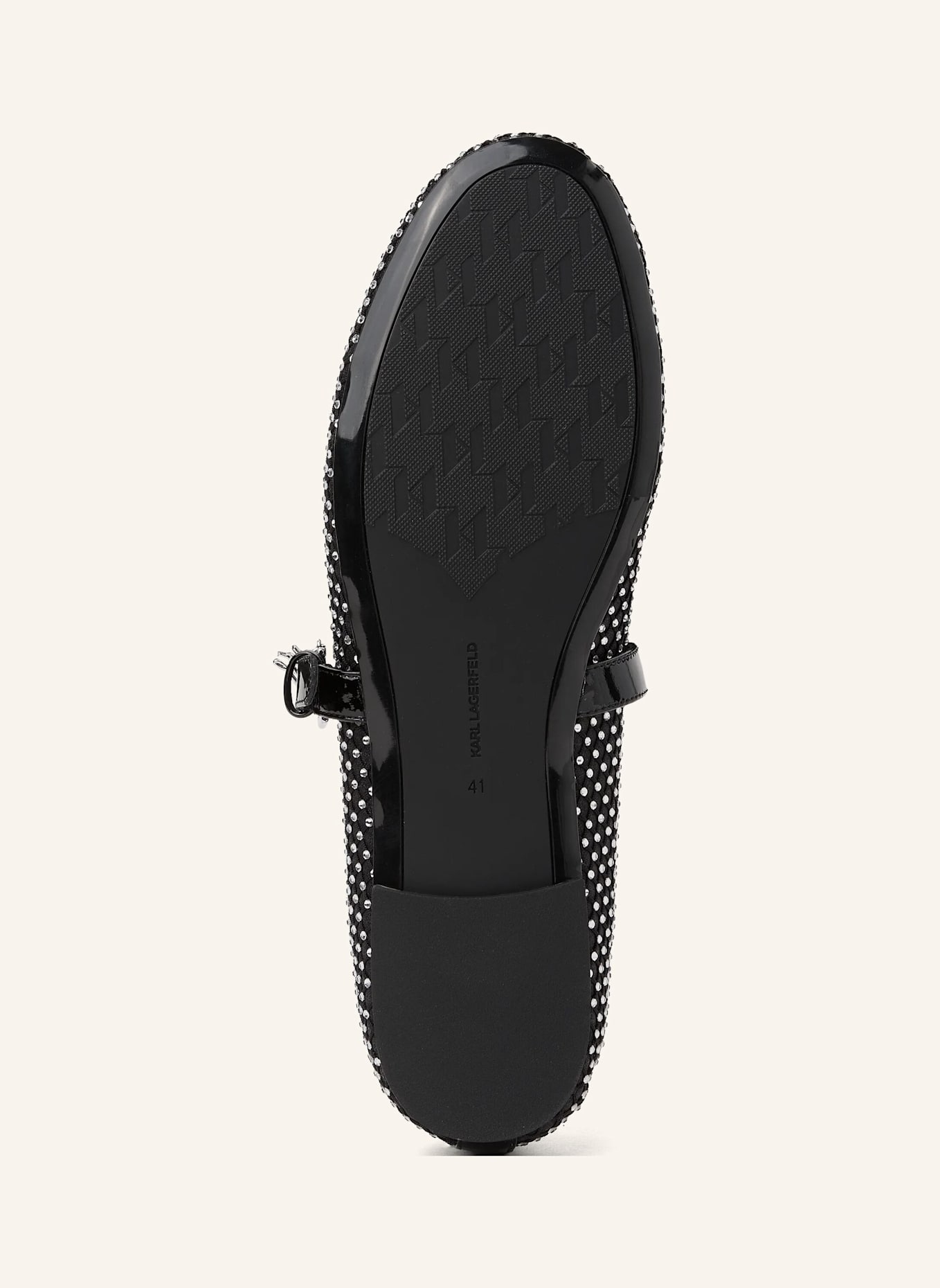 KARL LAGERFELD Flache Schuhe: SCHWARZ/ SILBER