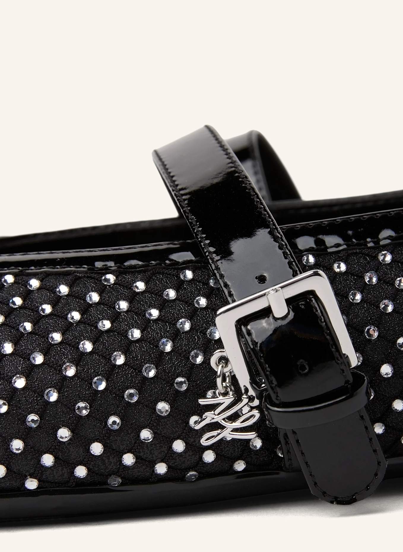 KARL LAGERFELD Flache Schuhe: SCHWARZ/ SILBER