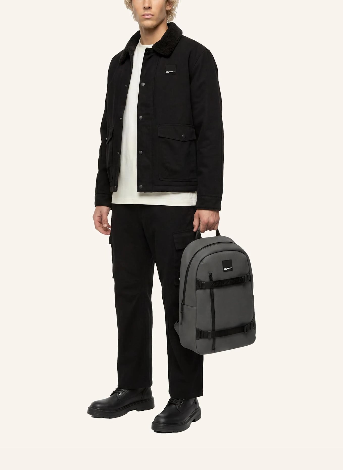 KARL LAGERFELD JEANS Rucksack: GRAU