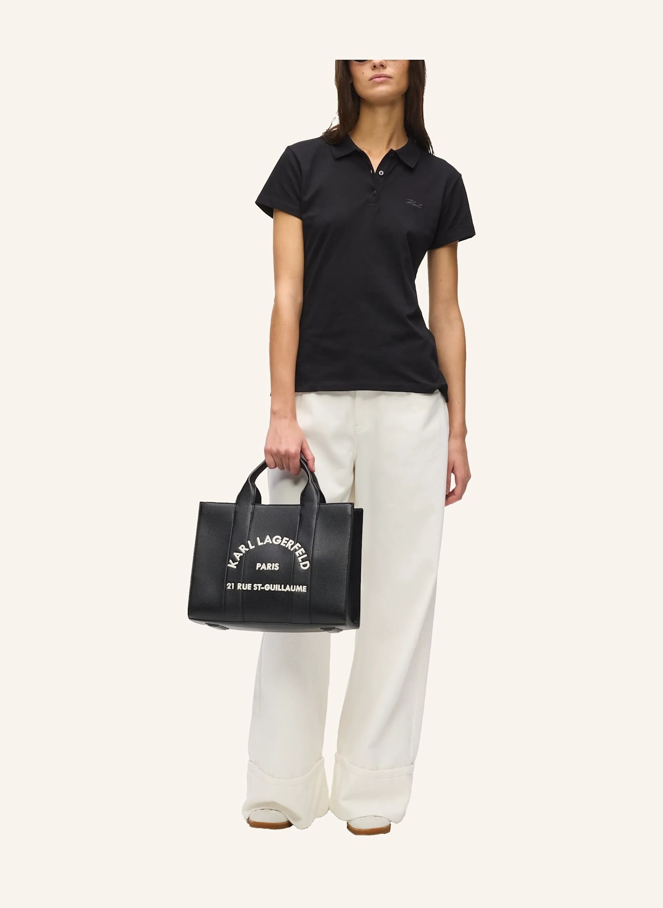 KARL LAGERFELD Handtasche: WEISS/ SCHWARZ