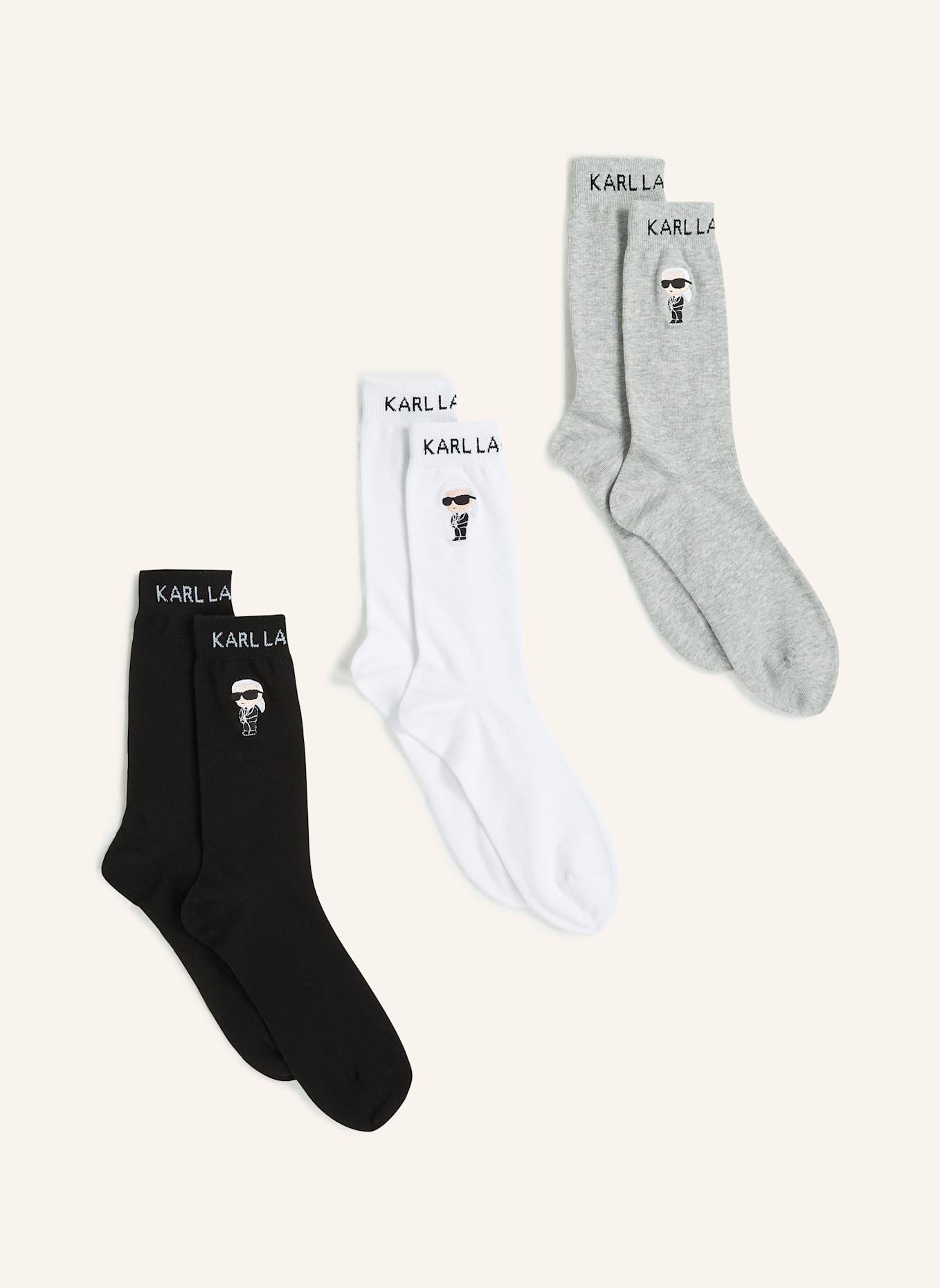 KARL LAGERFELD 3er-Pack Socken: SCHWARZ/ GRAU/ WEISS