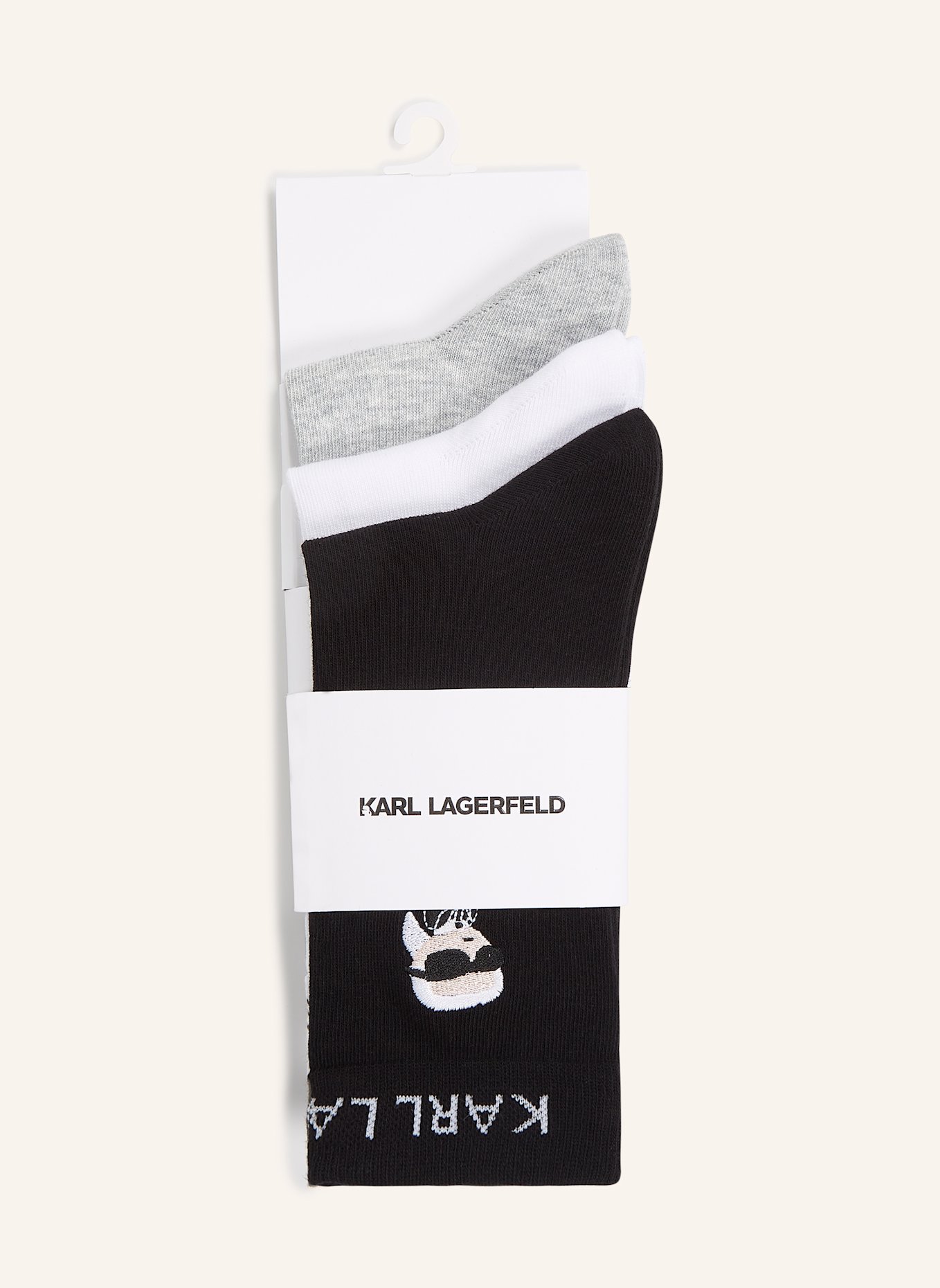 KARL LAGERFELD 3er-Pack Socken: SCHWARZ/ GRAU/ WEISS