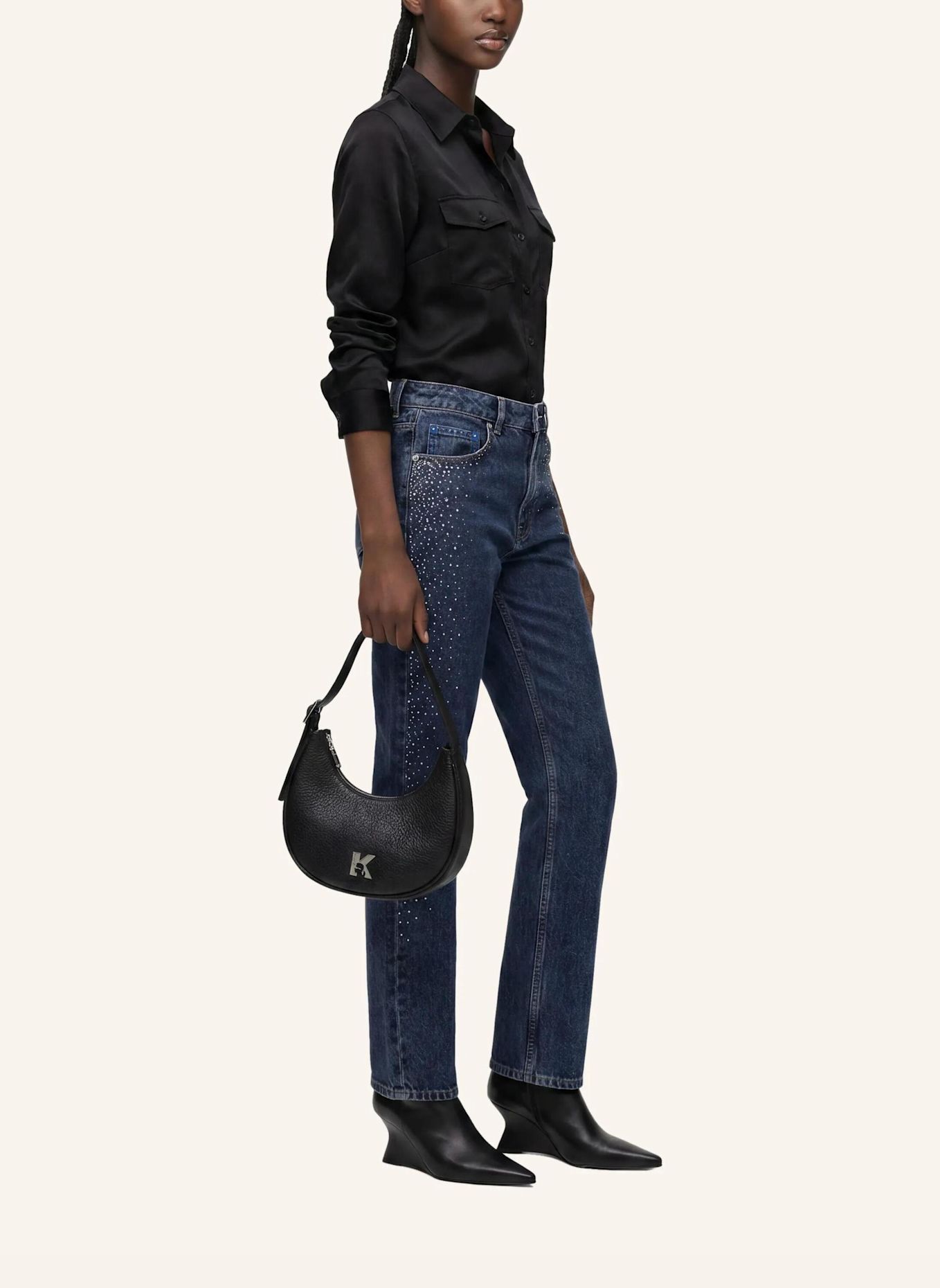 KARL LAGERFELD JEANS Schultertasche: SCHWARZ