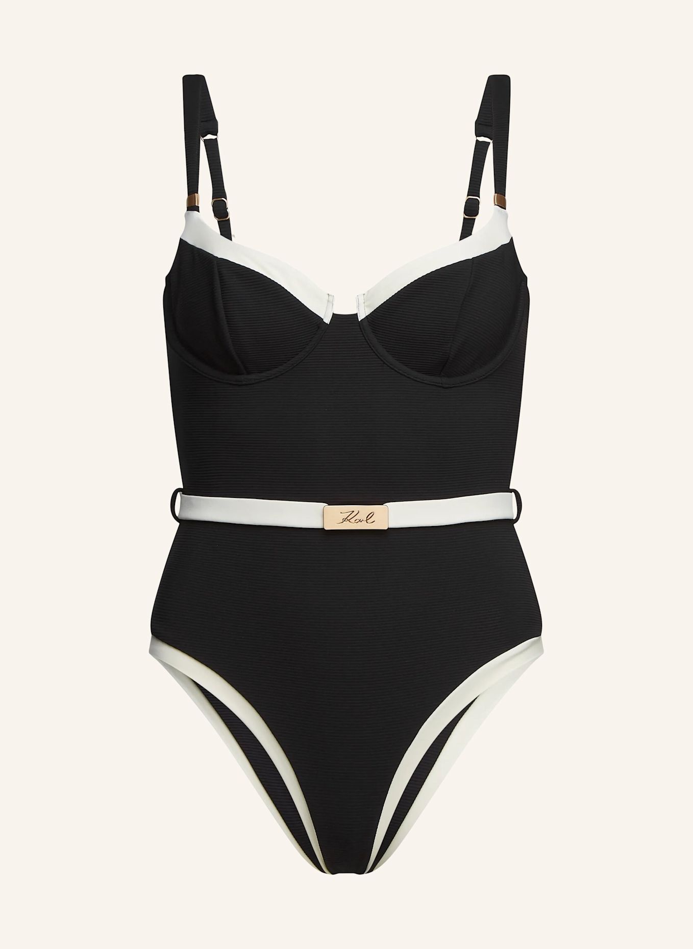 KARL LAGERFELD Badeanzug: SCHWARZ
