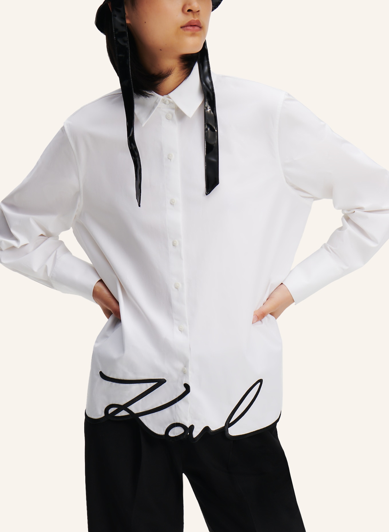 KARL LAGERFELD Bluse, Farbe: WEISS (Bild 4)
