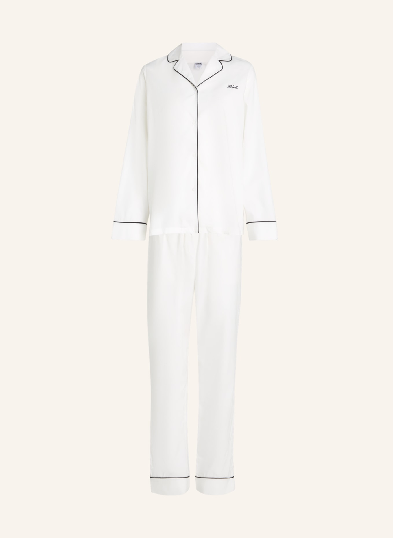 KARL LAGERFELD Schlafanzug aus Satin, Farbe: WEISS (Bild 1)