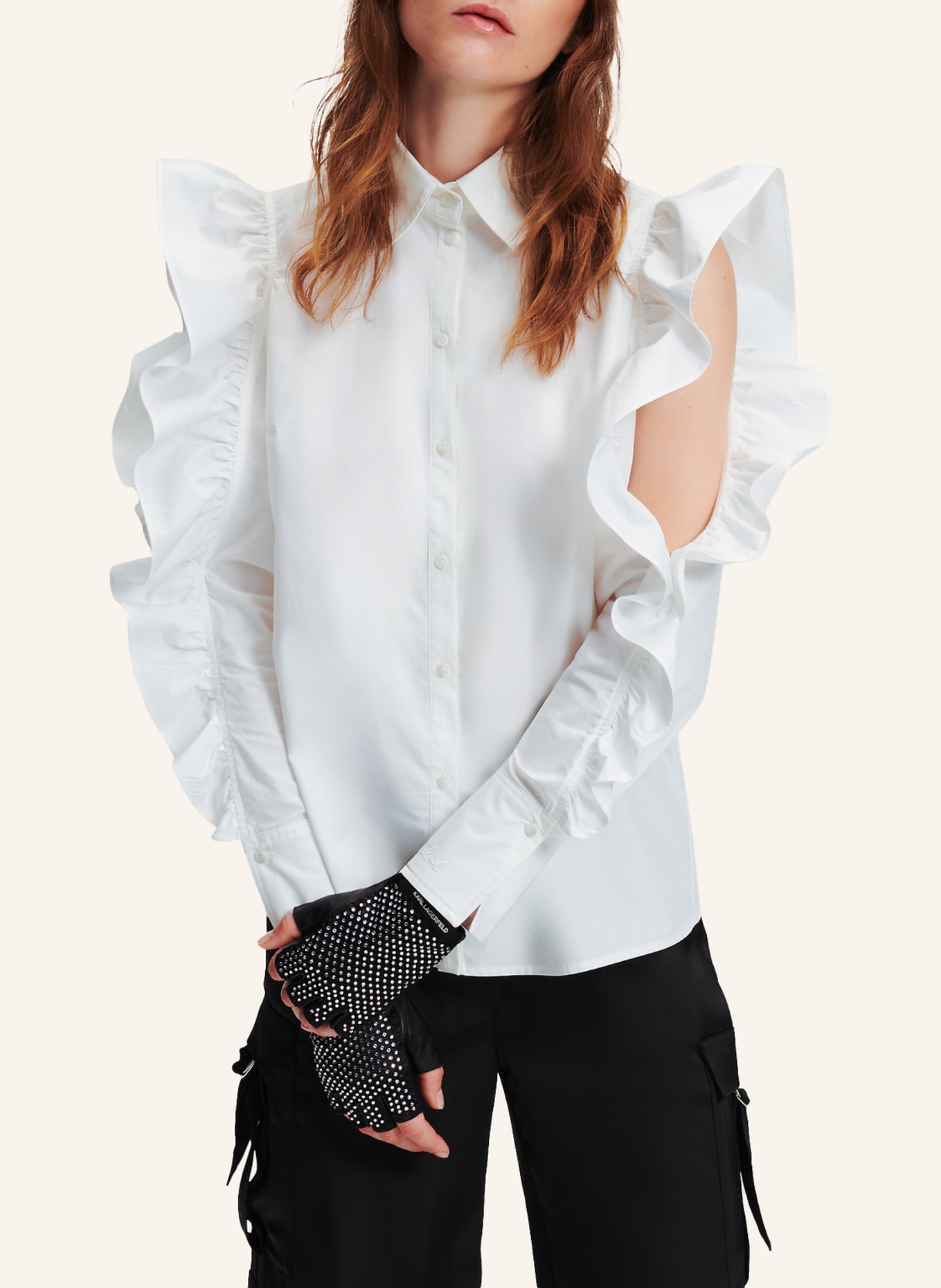 KARL LAGERFELD Bluse, Farbe: WEISS (Bild 4)
