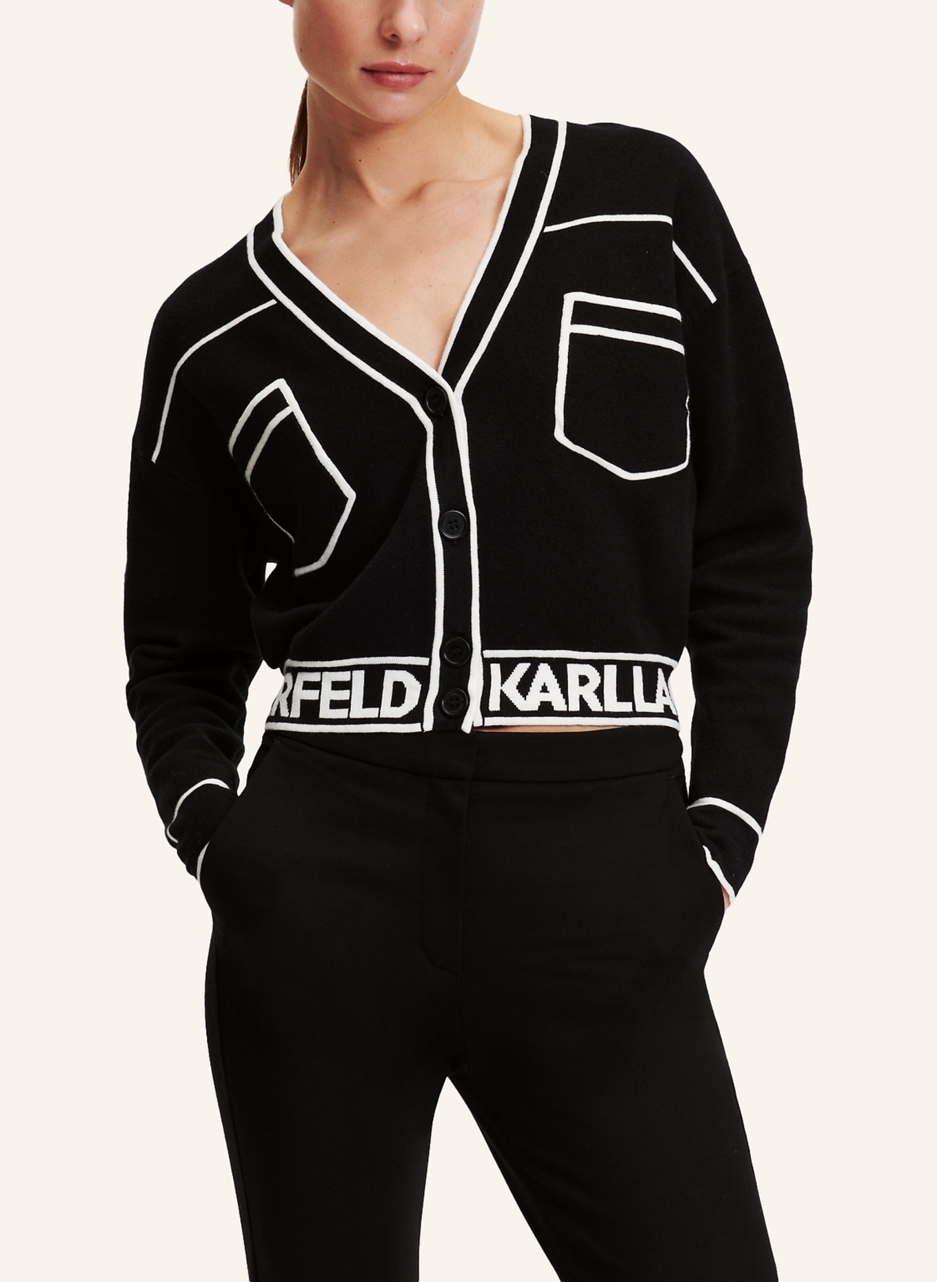 KARL LAGERFELD Strickjacke, Farbe: SCHWARZ (Bild 4)