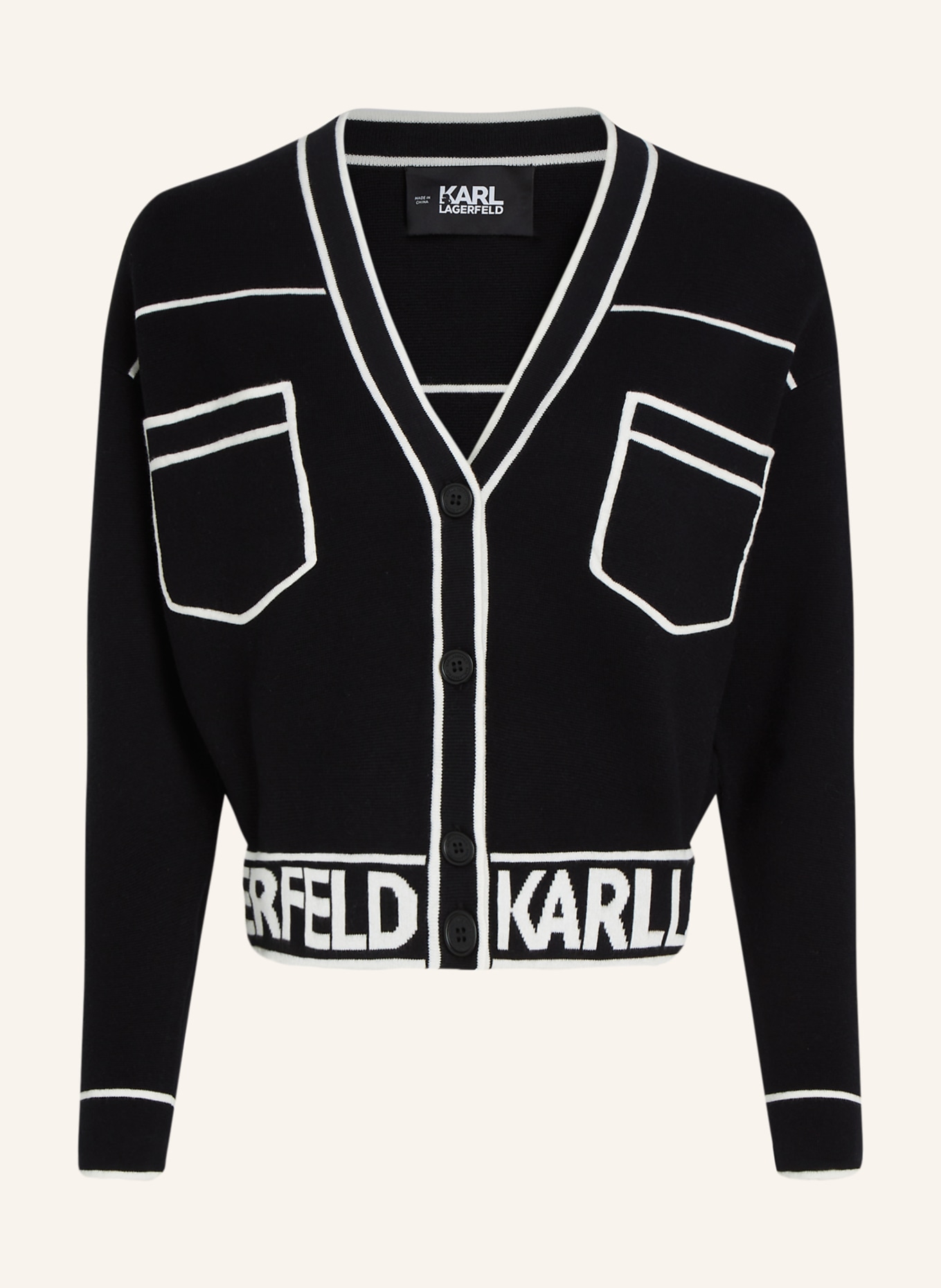 KARL LAGERFELD Strickjacke, Farbe: SCHWARZ (Bild 1)