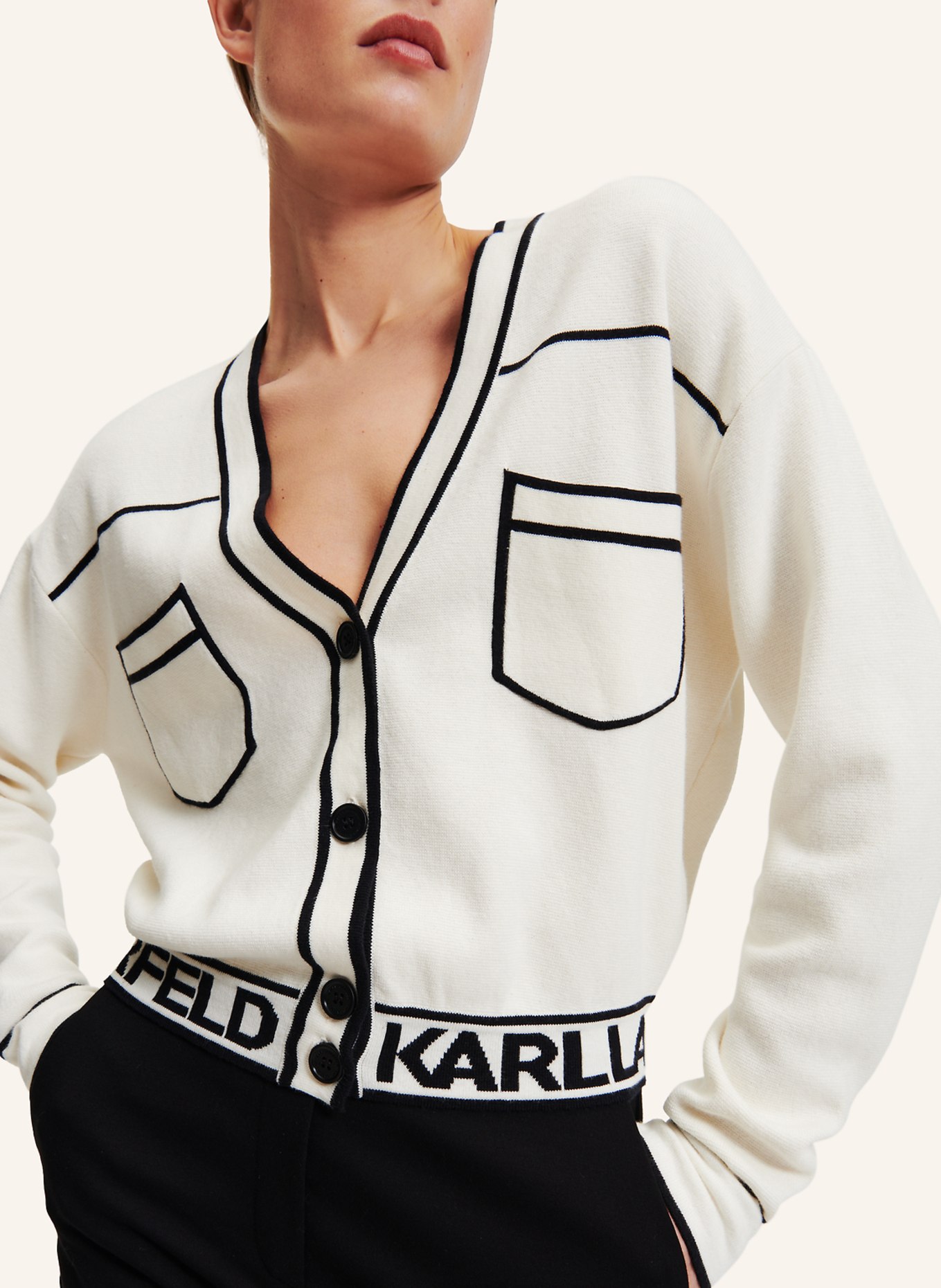 KARL LAGERFELD Strickjacke, Farbe: WEISS (Bild 3)