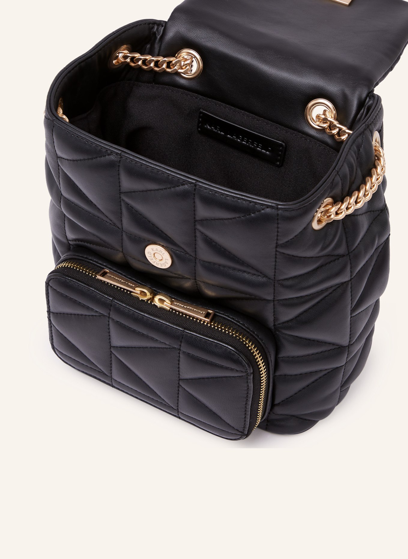 KARL LAGERFELD K/KUILT KLEINER RUCKSACK: SCHWARZ