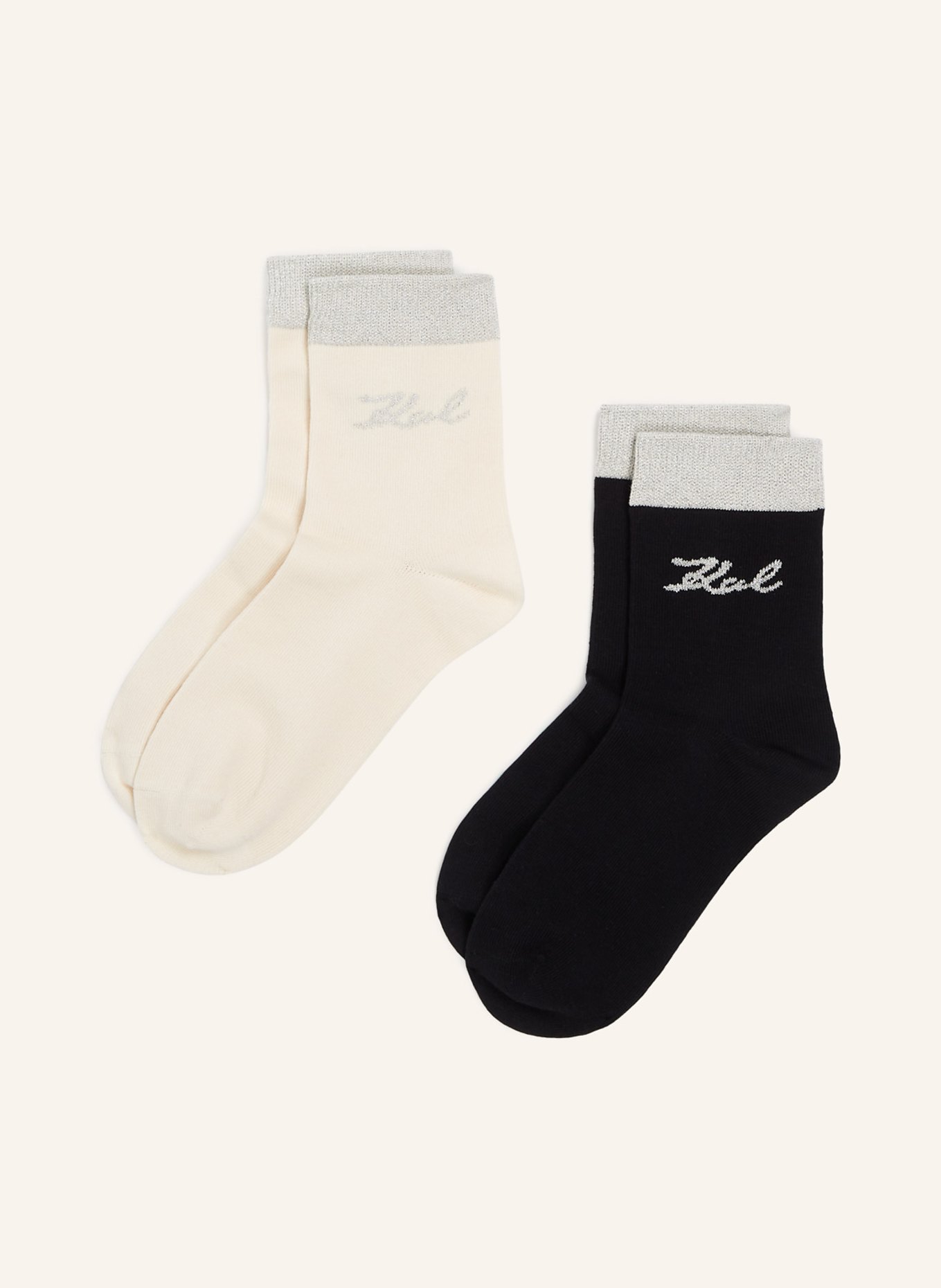 KARL LAGERFELD Socken, Farbe: SCHWARZ/ BEIGE (Bild 1)