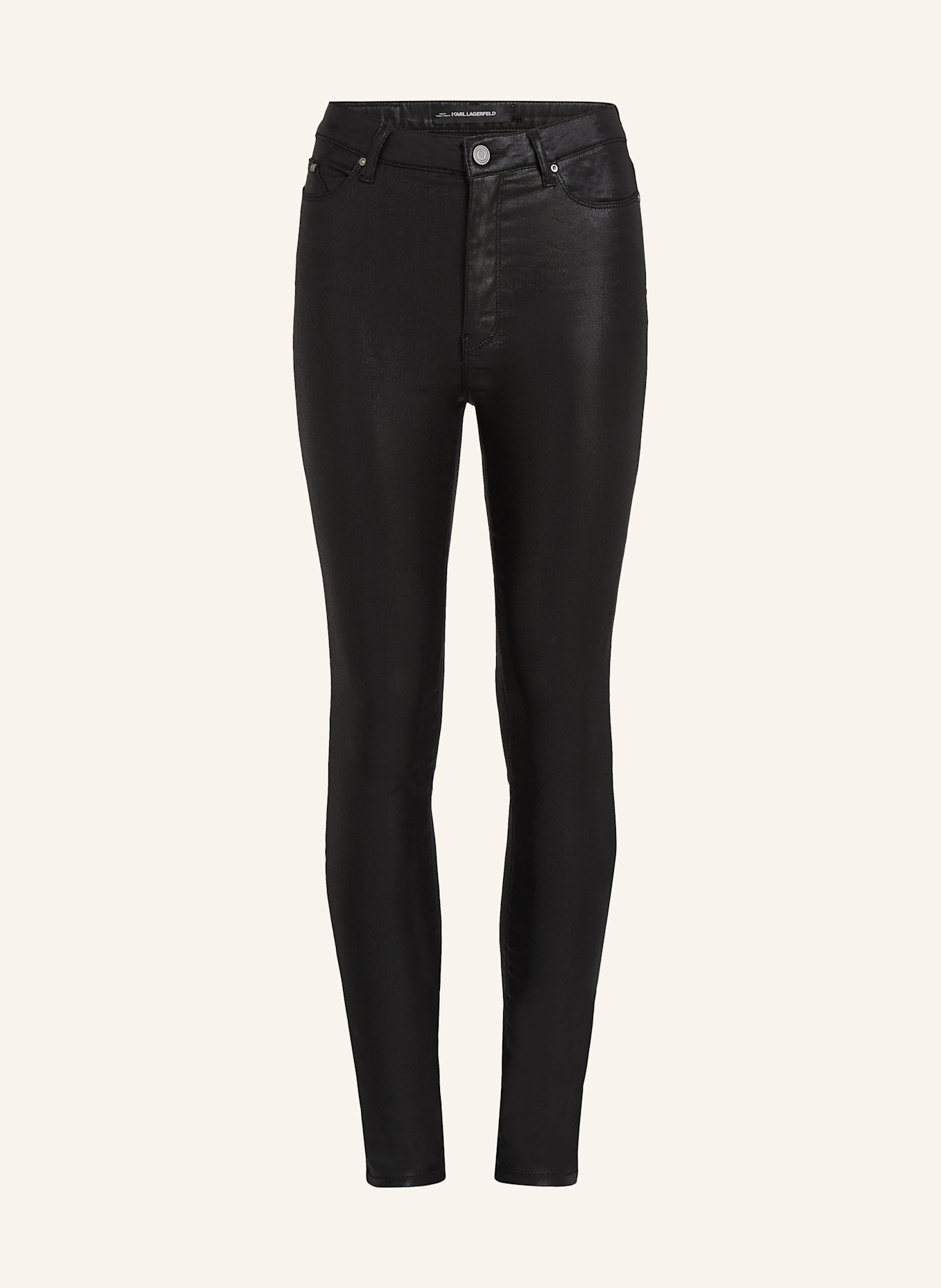 KARL LAGERFELD METALLIC SKINNY-JEANS, Farbe: SCHWARZ (Bild 1)