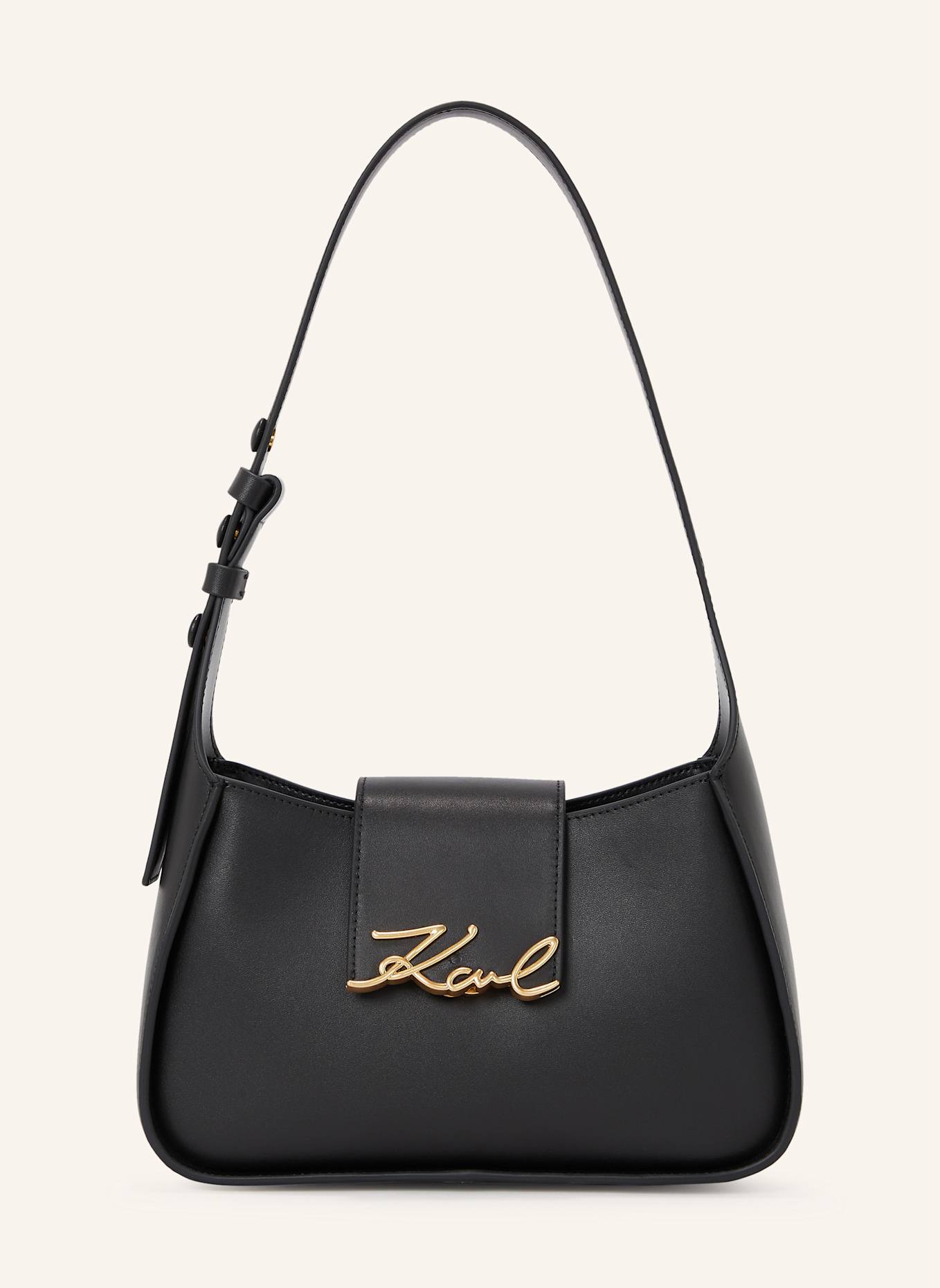 KARL LAGERFELD K/SIGNATURE KLEINE SCHULTERTASCHE, Farbe: SCHWARZ/ GOLD (Bild 1)