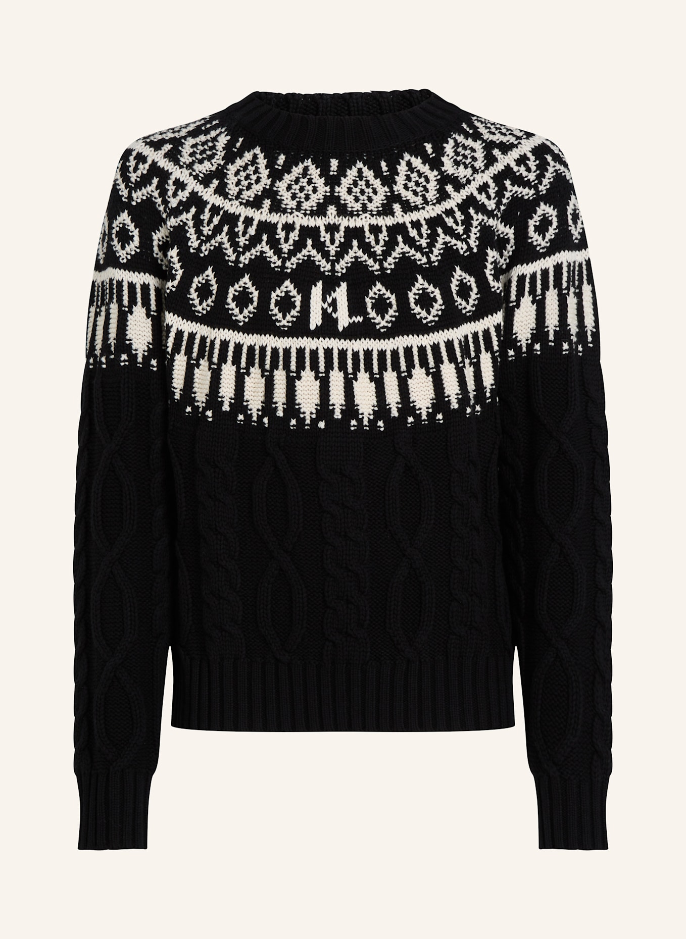 KARL LAGERFELD KL MONOGRAM FAIR-ISLE-PULLOVER, Farbe: SCHWARZ (Bild 1)