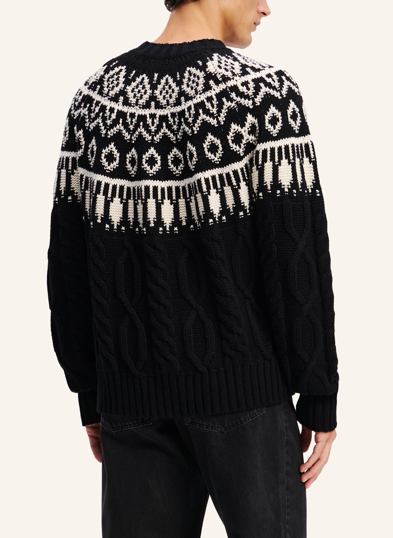 KARL LAGERFELD KL MONOGRAM FAIR-ISLE-PULLOVER, Farbe: SCHWARZ (Bild 2)