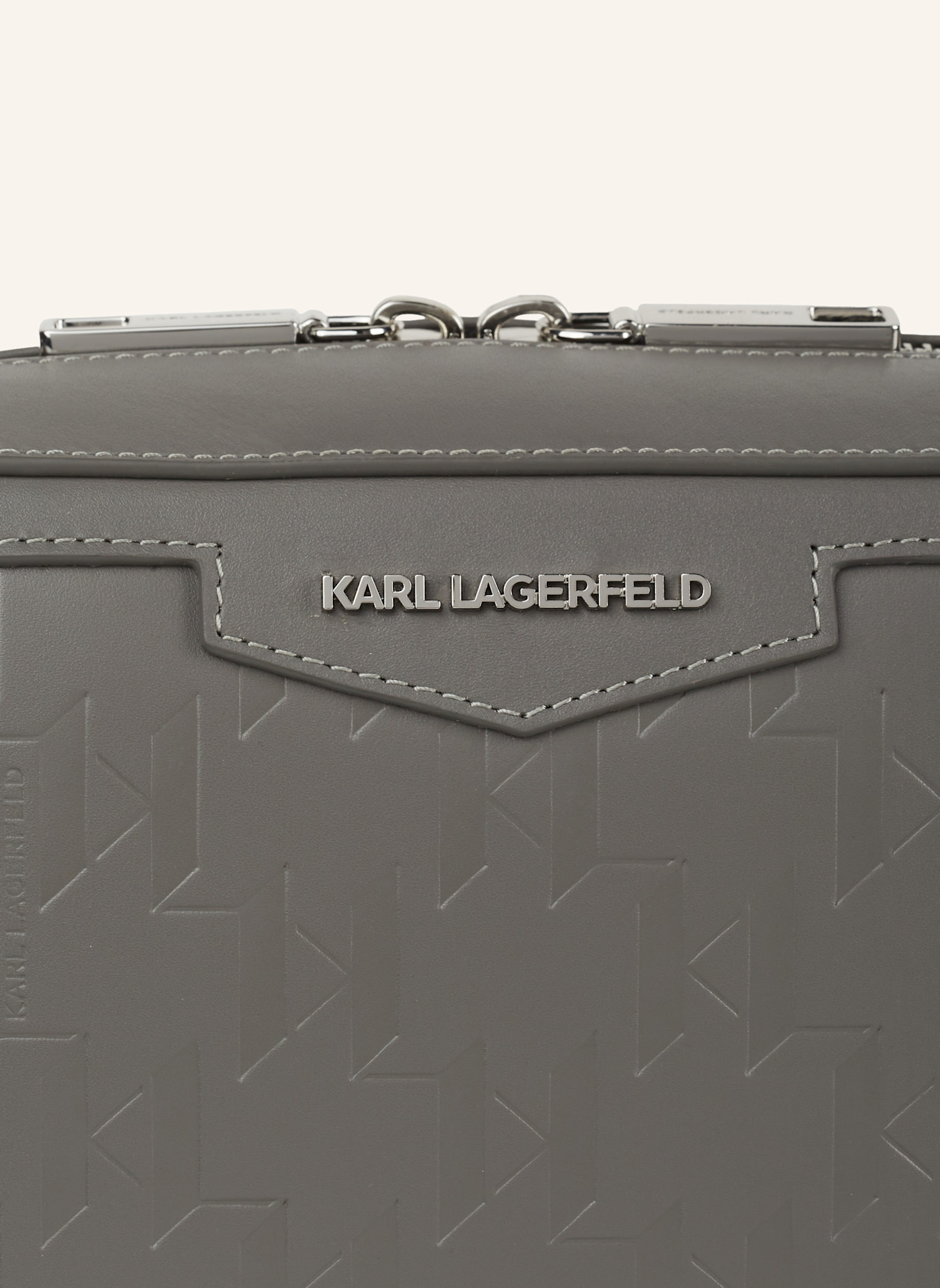 KARL LAGERFELD K/LOOM KAMERATASCHE AUS LEDER, Farbe: GRAU (Bild 4)