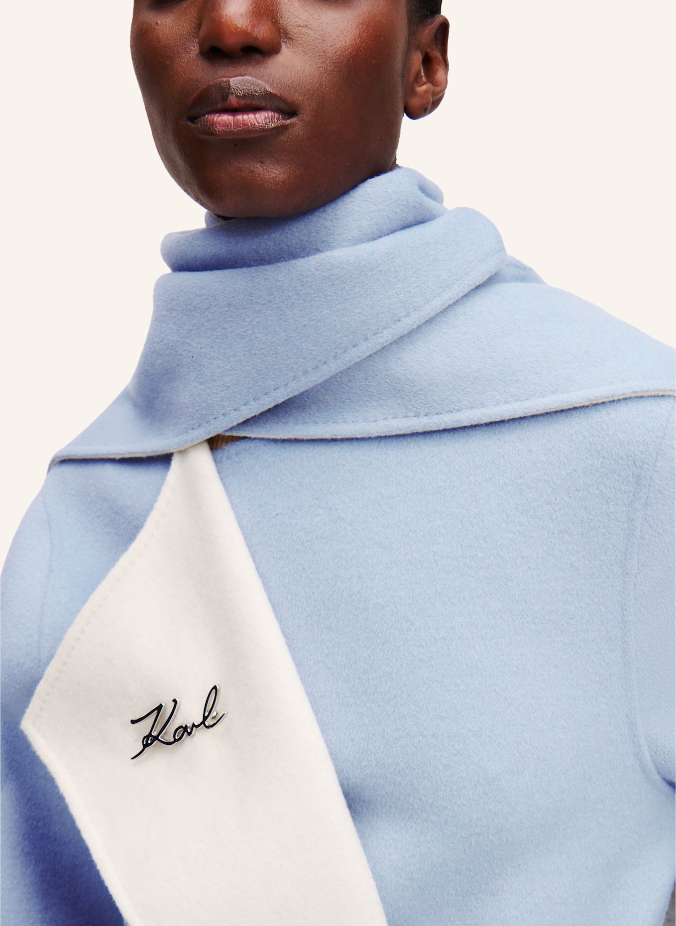 KARL LAGERFELD WENDBARER WOLLMANTEL: HELLBLAU