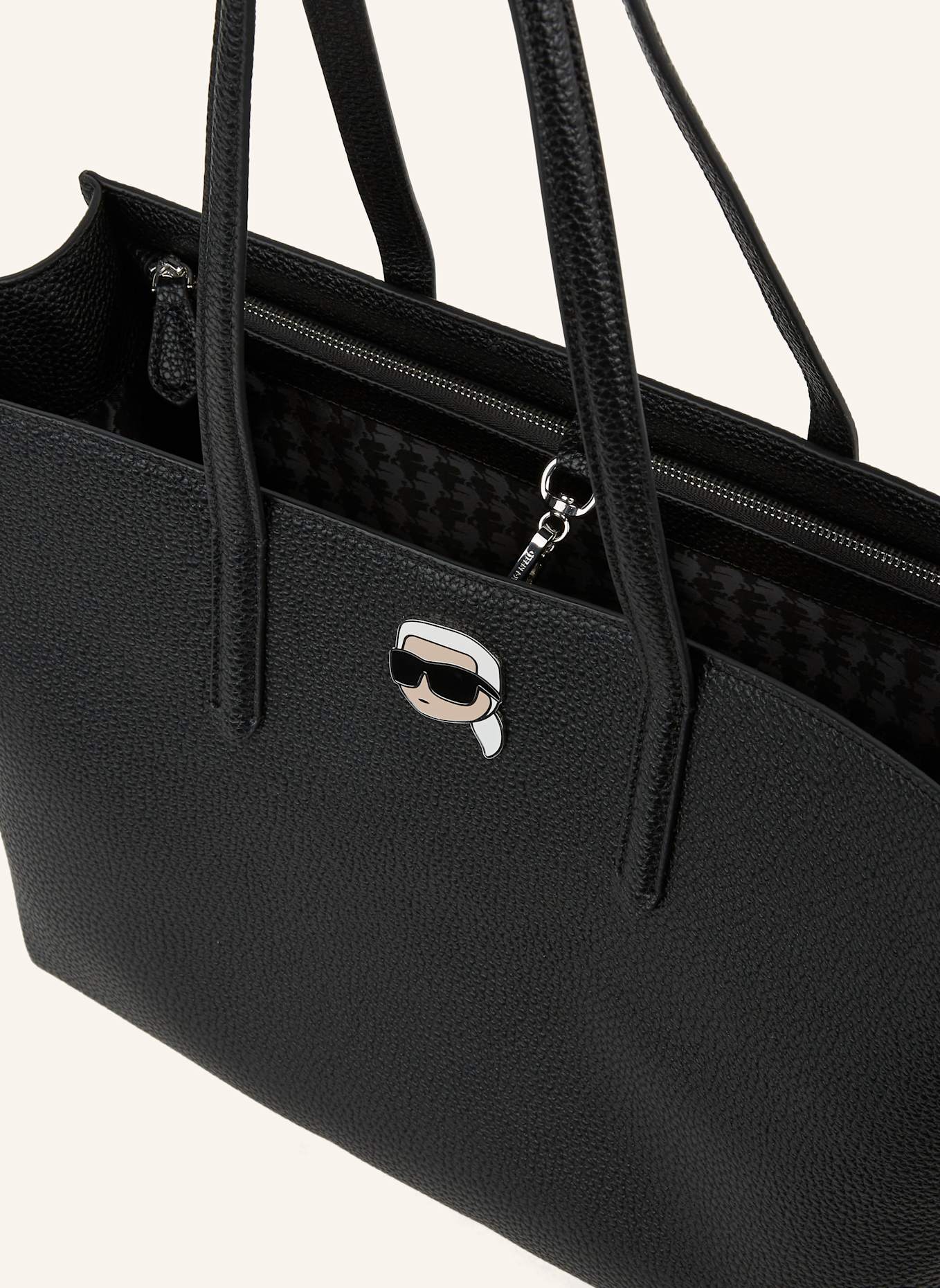 KARL LAGERFELD IKON GROSSE GENOPPTE TOTE-BAG, Farbe: SCHWARZ (Bild 3)