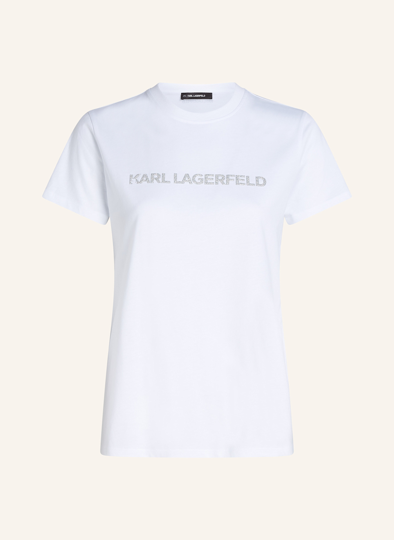 KARL LAGERFELD T-SHIRT MIT GLITZERNDEM KARL-LOGO, Farbe: WEISS (Bild 1)