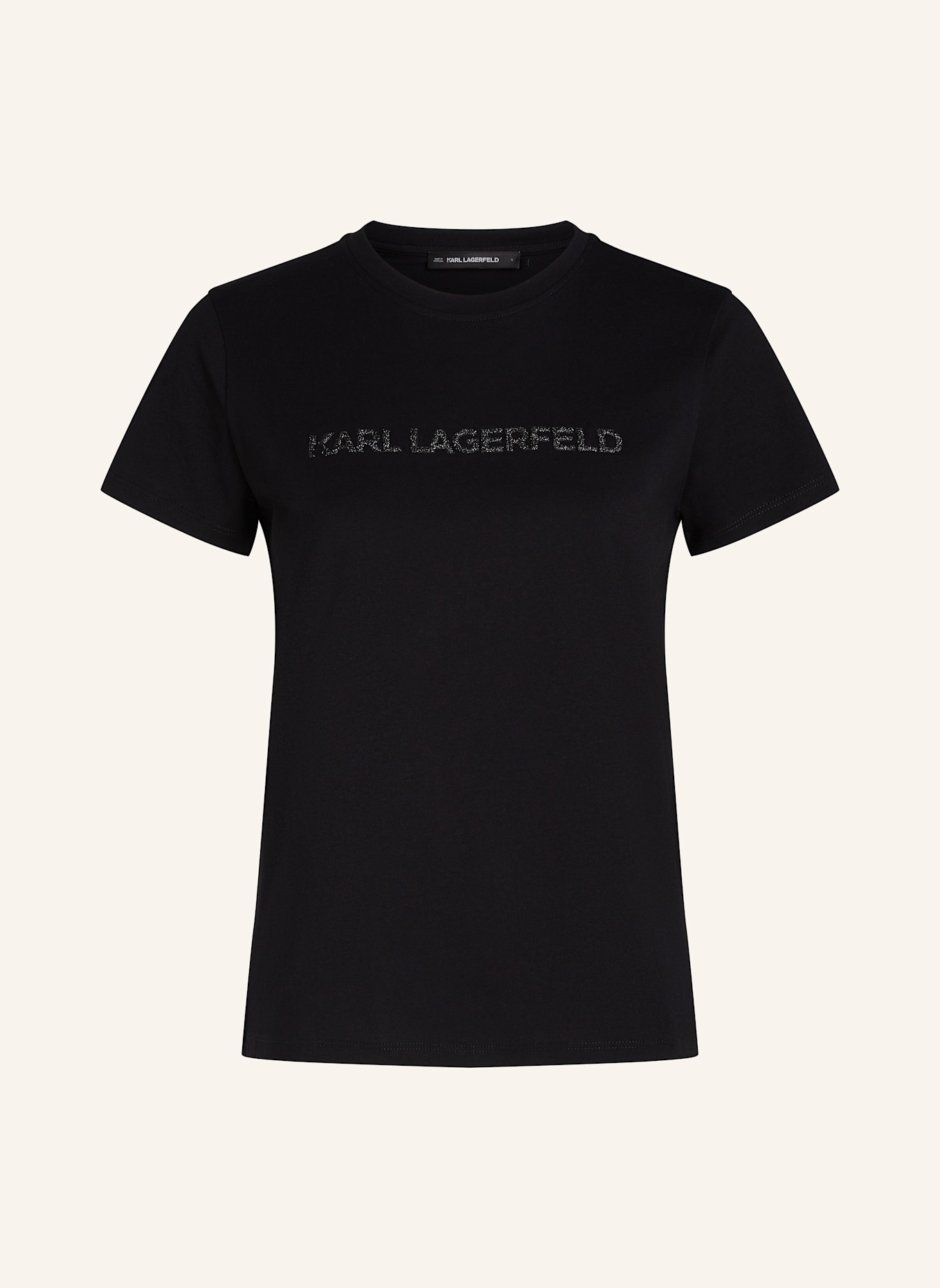 KARL LAGERFELD T-SHIRT MIT GLITZERNDEM KARL-LOGO, Farbe: SCHWARZ (Bild 1)