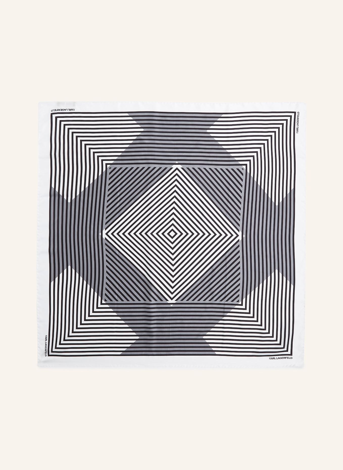 KARL LAGERFELD K/ESSENTIAL STRIPED SCARF: WEISS/ SCHWARZ