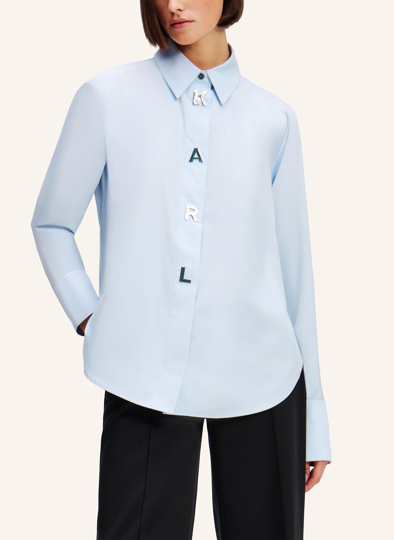 KARL LAGERFELD BLUSE MIT KARL-SCHRIFTZUG, Farbe: HELLBLAU (Bild 5)