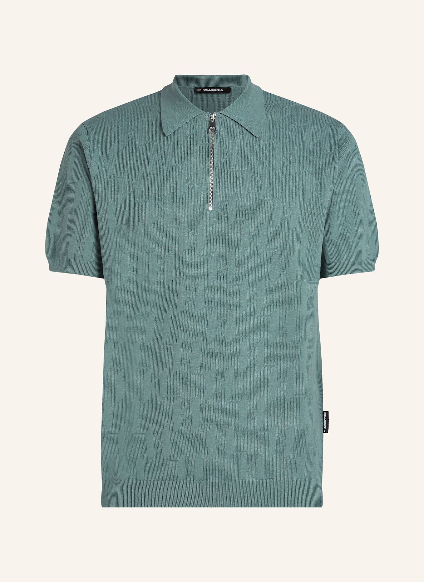 KARL LAGERFELD KL MONOGRAM POLOSHIRT MIT REISSVERSCHLUSS, Farbe: BLAU (Bild 1)