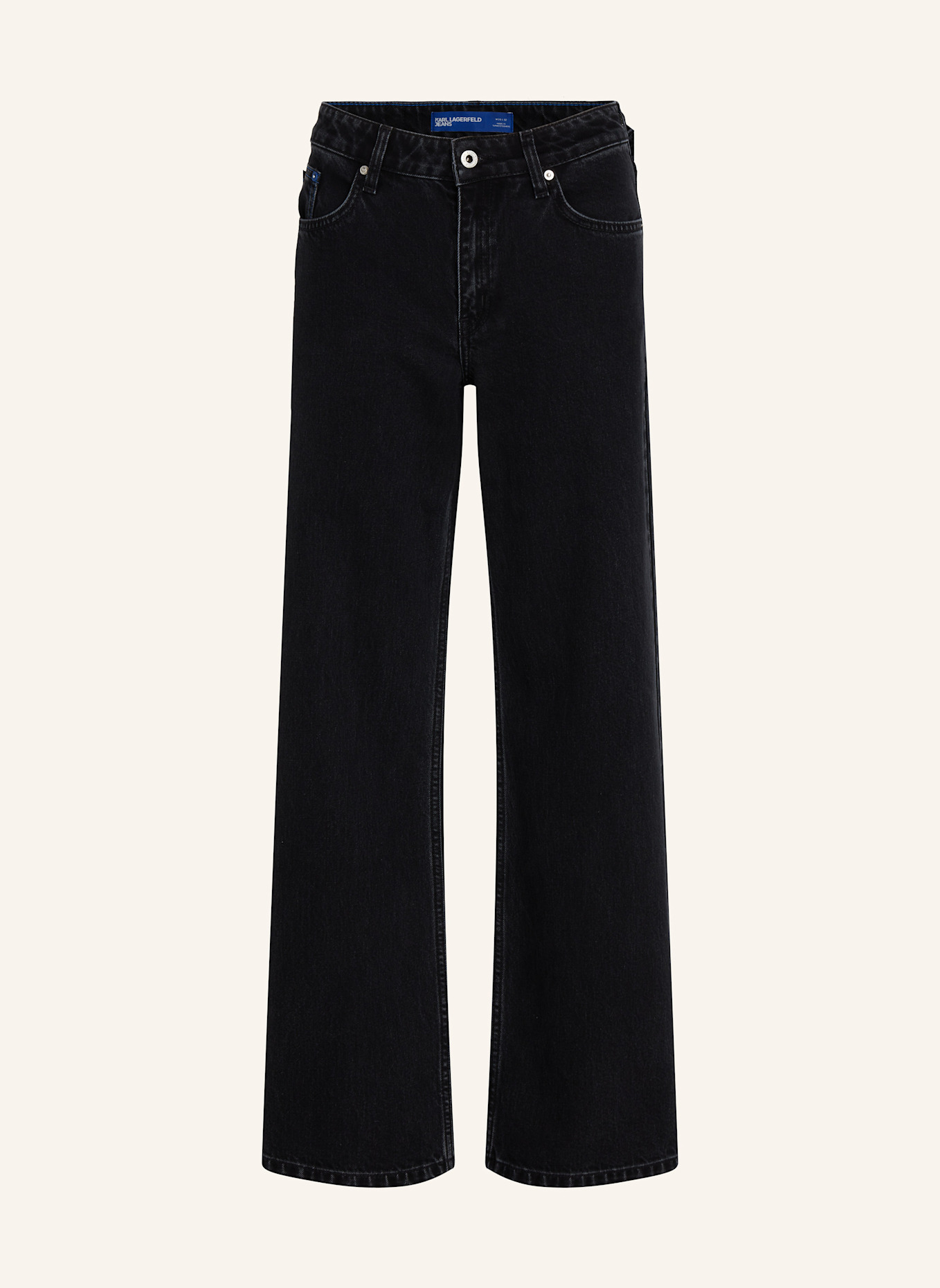 KARL LAGERFELD JEANS JEANS IN LÄSSIGER PASSFORM MIT MITTELHOHEM BUND, Farbe: SCHWARZ (Bild 1)