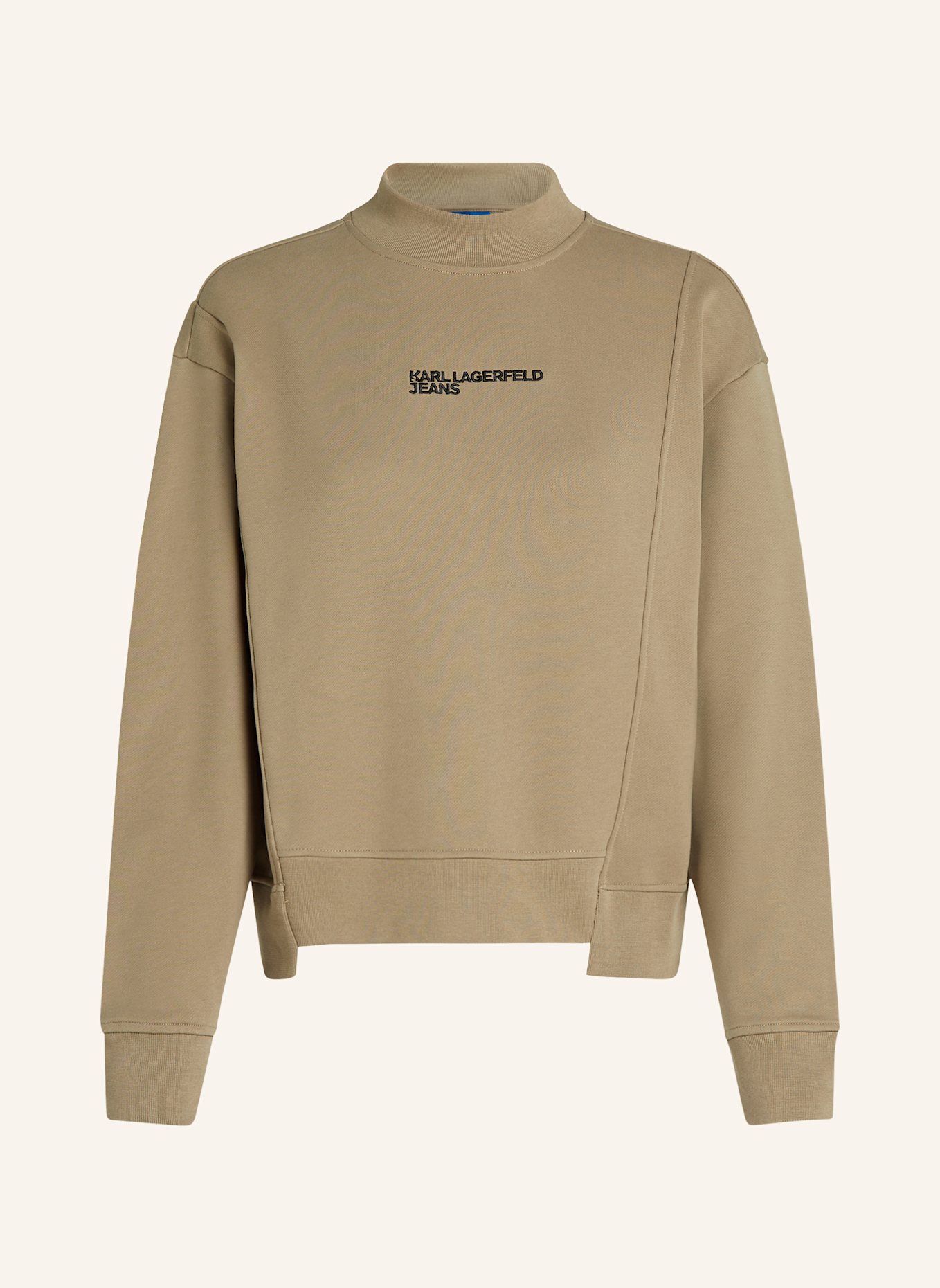 KARL LAGERFELD JEANS ASYMMETRISCHES SWEATSHIRT MIT STEHKRAGEN, Farbe: TAUPE (Bild 1)