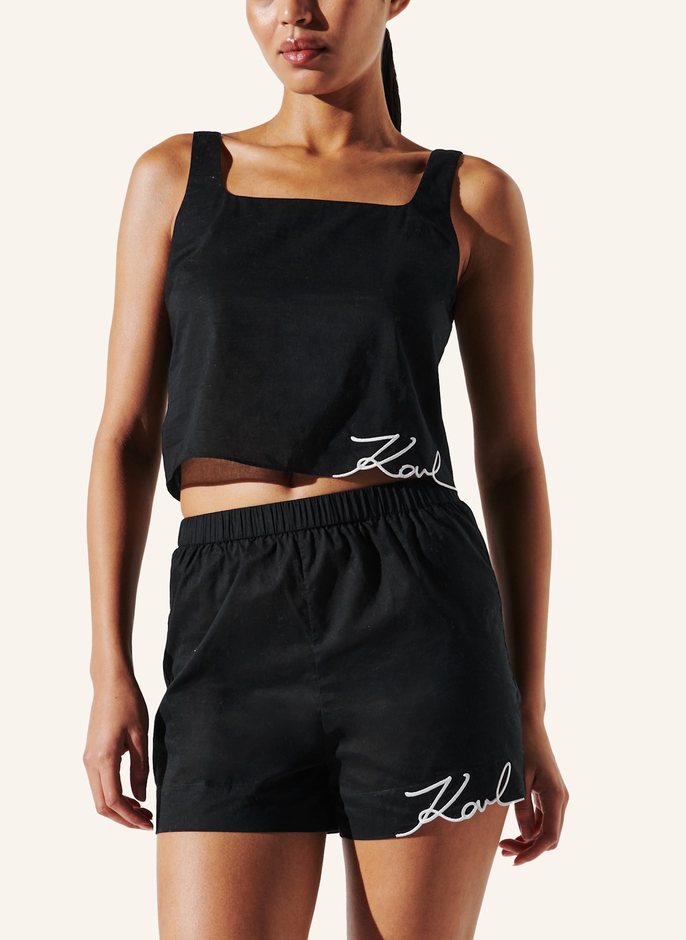 KARL LAGERFELD K/SIGNATURE BEACH SHORTS, Farbe: SCHWARZ (Bild 2)