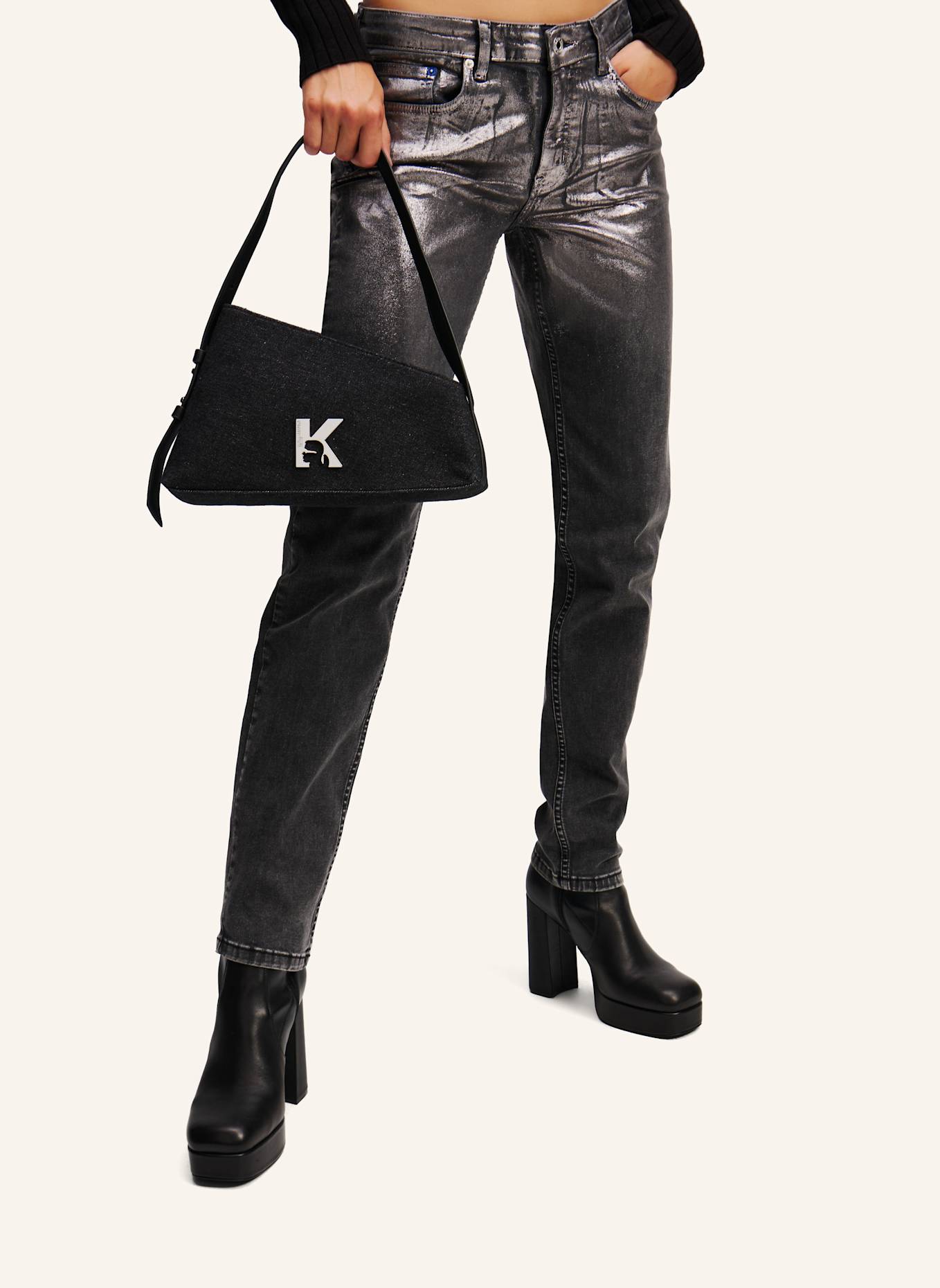 KARL LAGERFELD JEANS GEO DENIM SHOULDER BAG, Farbe: SCHWARZ (Bild 5)