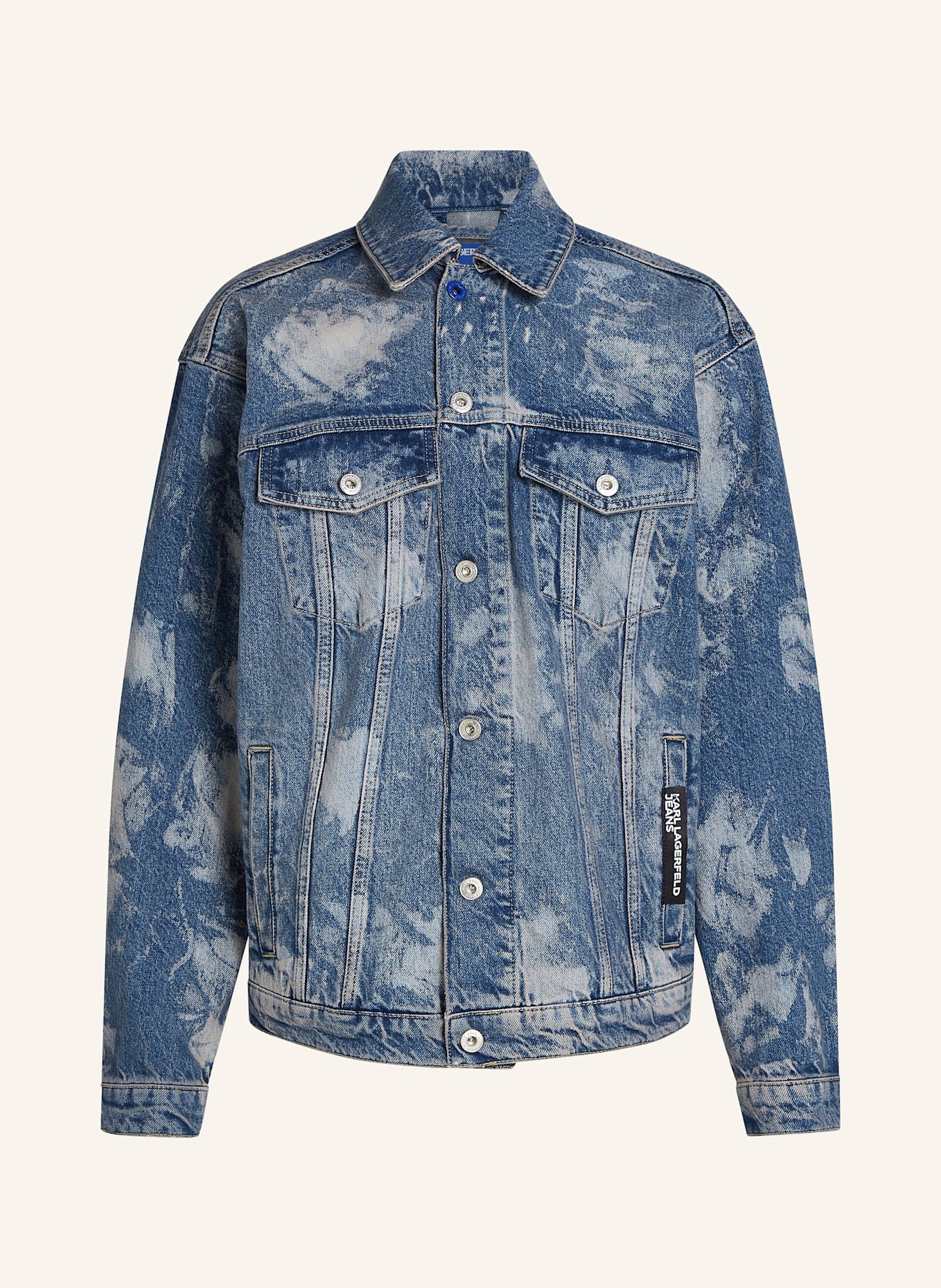 KARL LAGERFELD JEANS GEBLEICHTE JEANSJACKE IN LÄSSIGER PASSFORM, Farbe: BLAU (Bild 1)