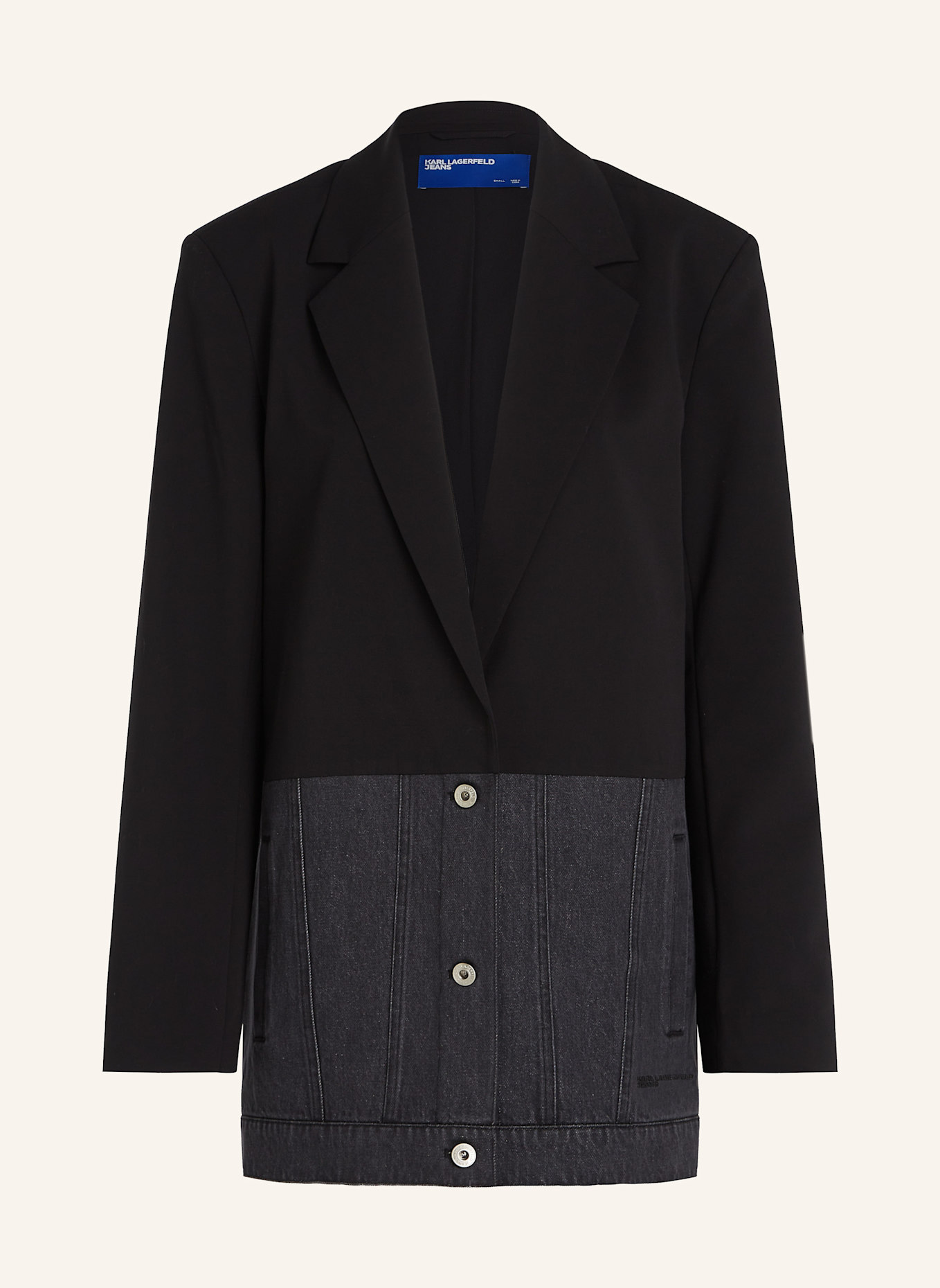 KARL LAGERFELD JEANS BLAZER AUS MATERIALMIX, Farbe: SCHWARZ (Bild 1)