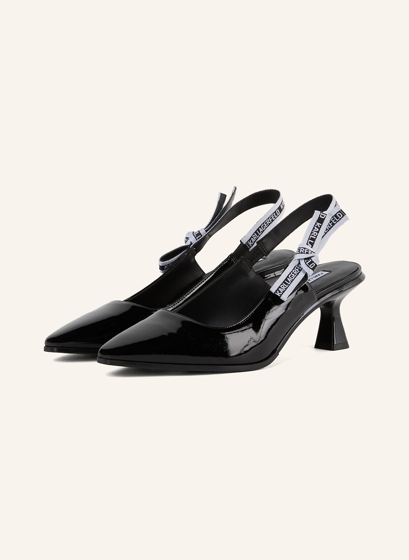 KARL LAGERFELD PANACHE RIBBON HEELED  SLINGBACKS, Farbe: SCHWARZ (Bild 1)