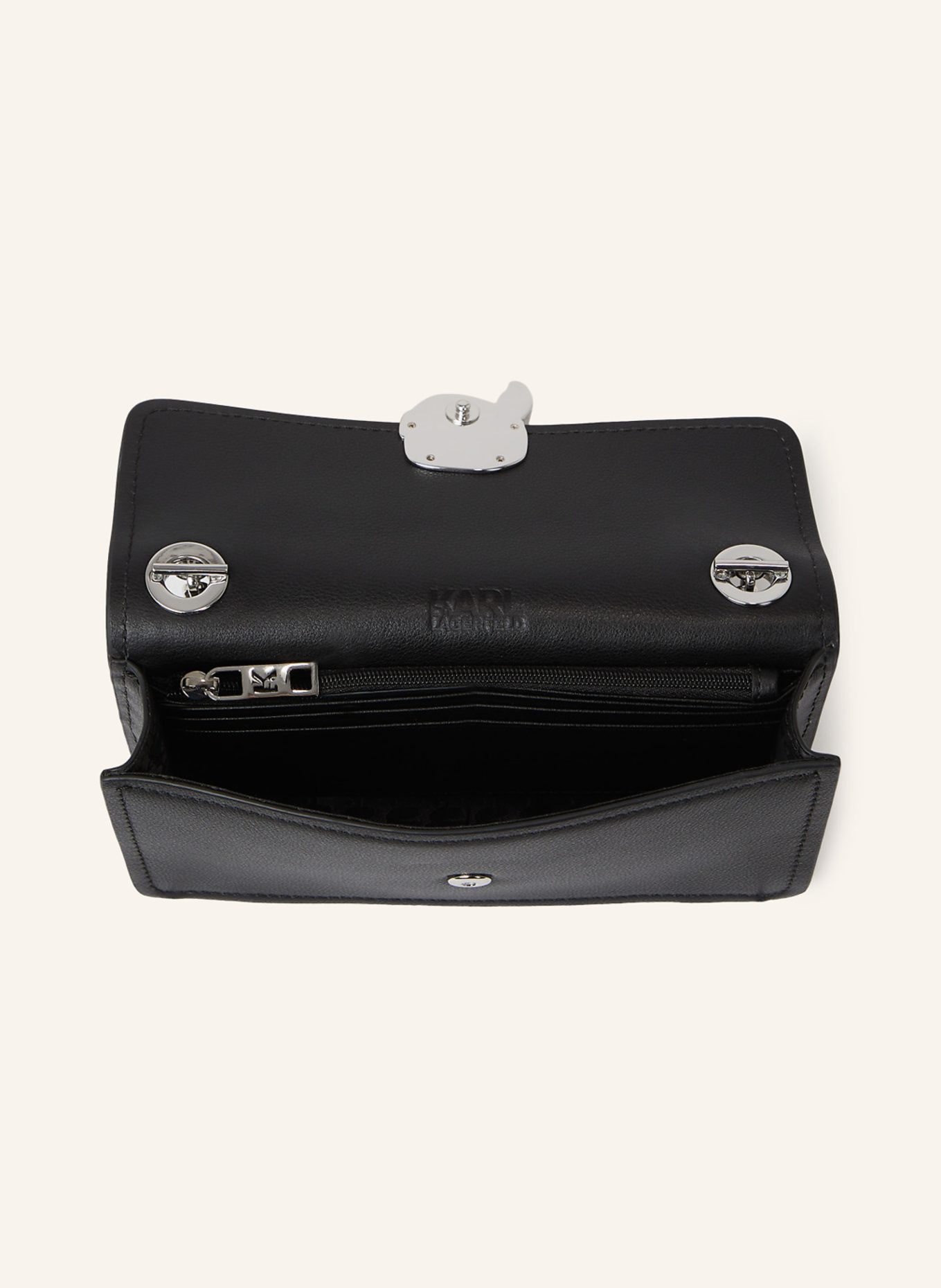 KARL LAGERFELD IKON PEBBLE POUCH, Farbe: SCHWARZ (Bild 3)