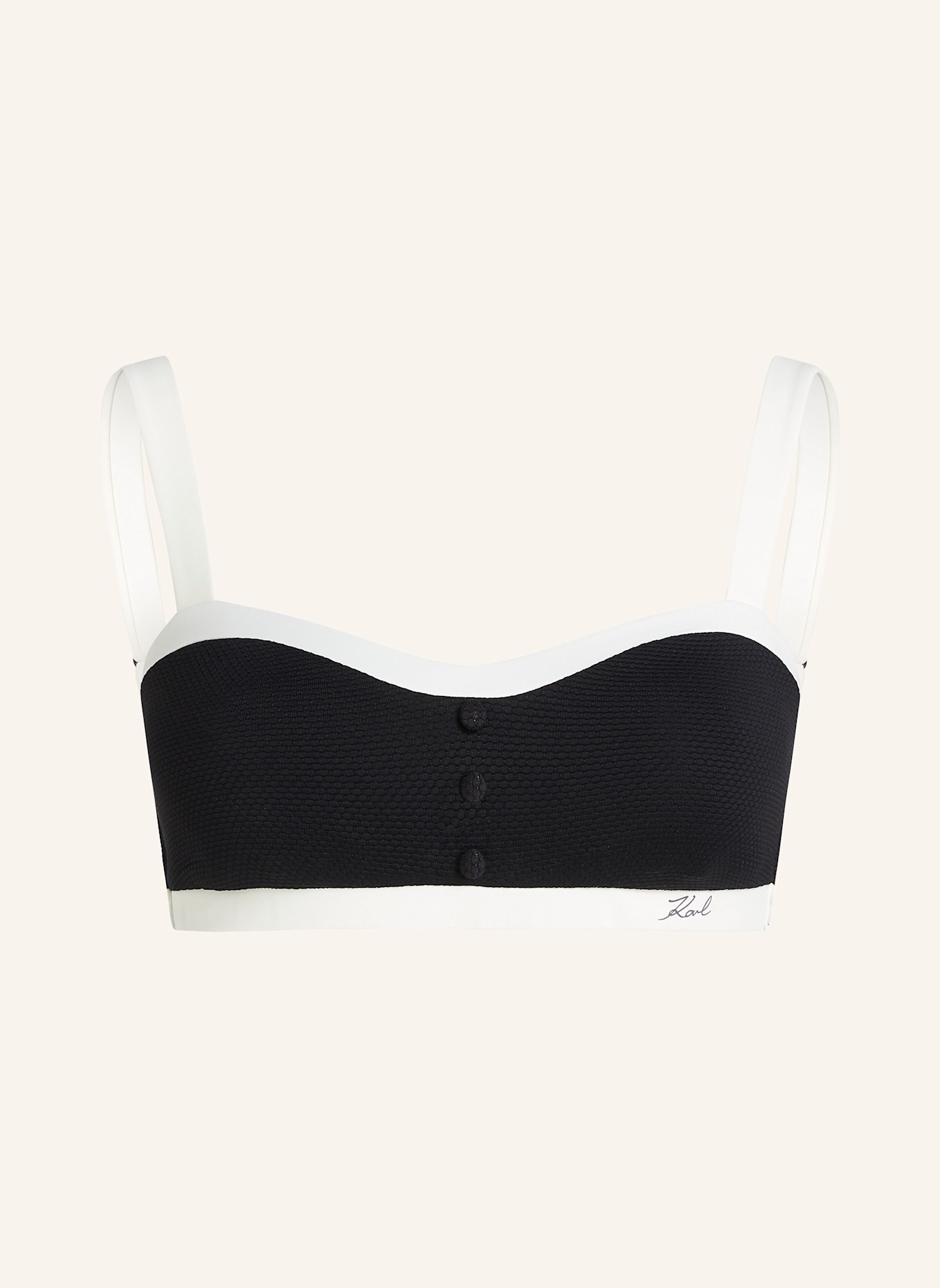 KARL LAGERFELD Bikini-Top: WEISS/ SCHWARZ