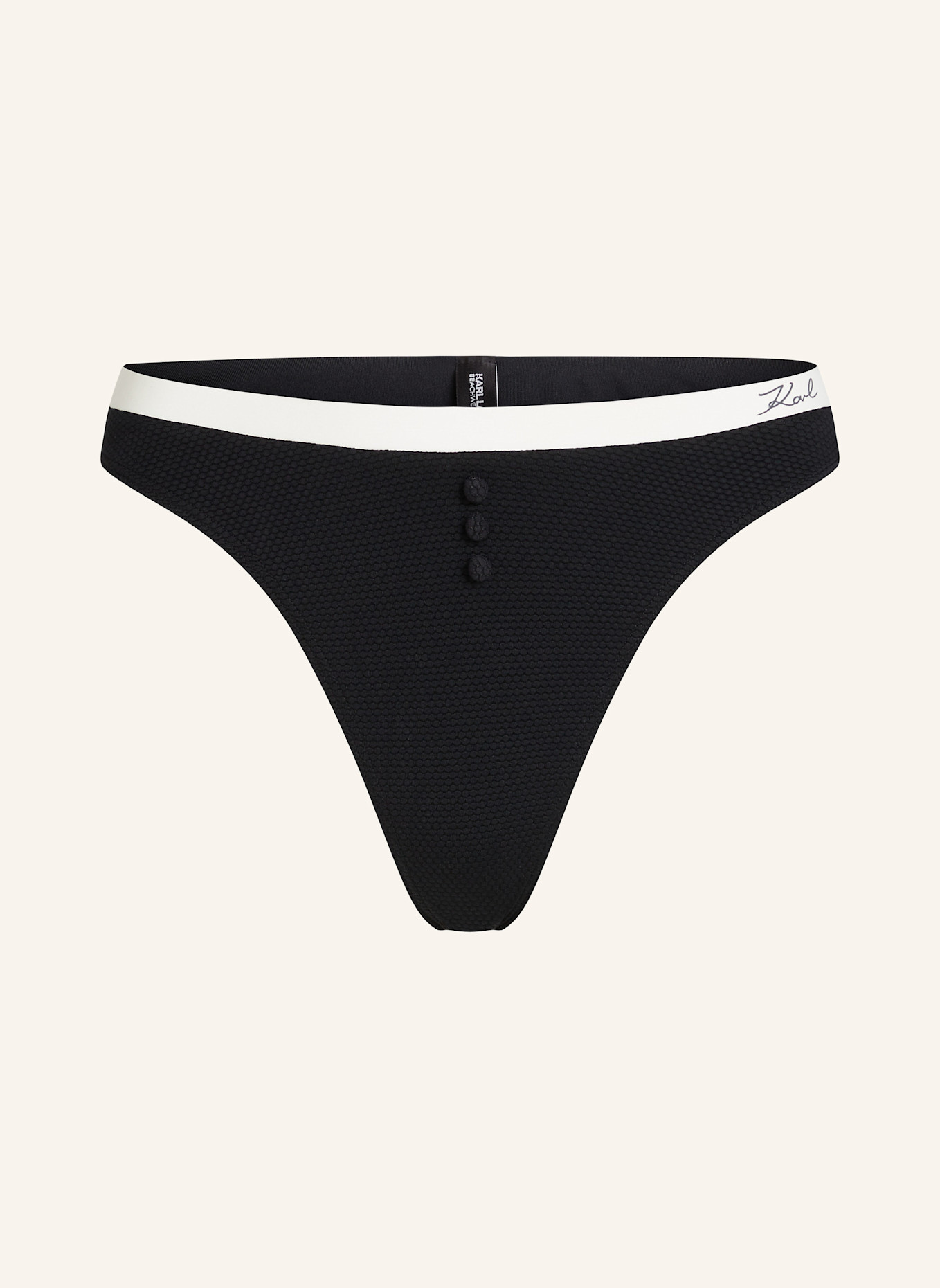 KARL LAGERFELD Bikini-Hose: WEISS/ SCHWARZ