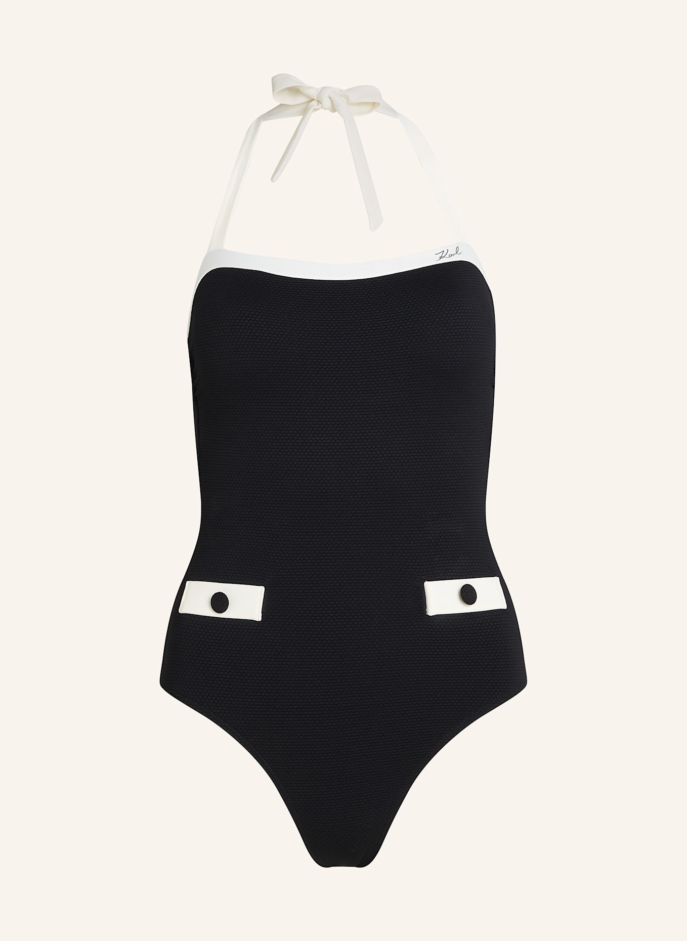 KARL LAGERFELD Badeanzug: WEISS/ SCHWARZ