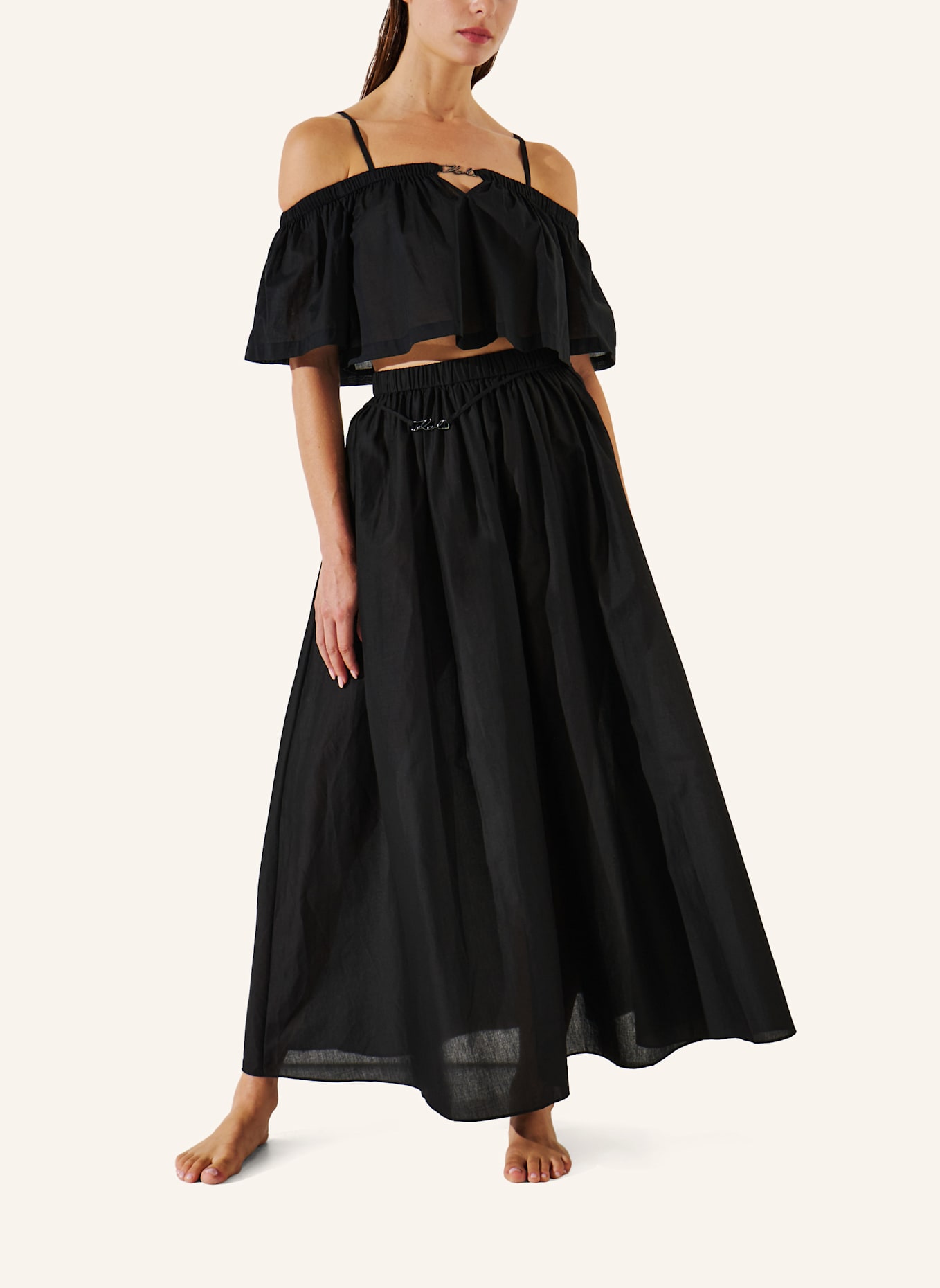 KARL LAGERFELD Maxirock: SCHWARZ